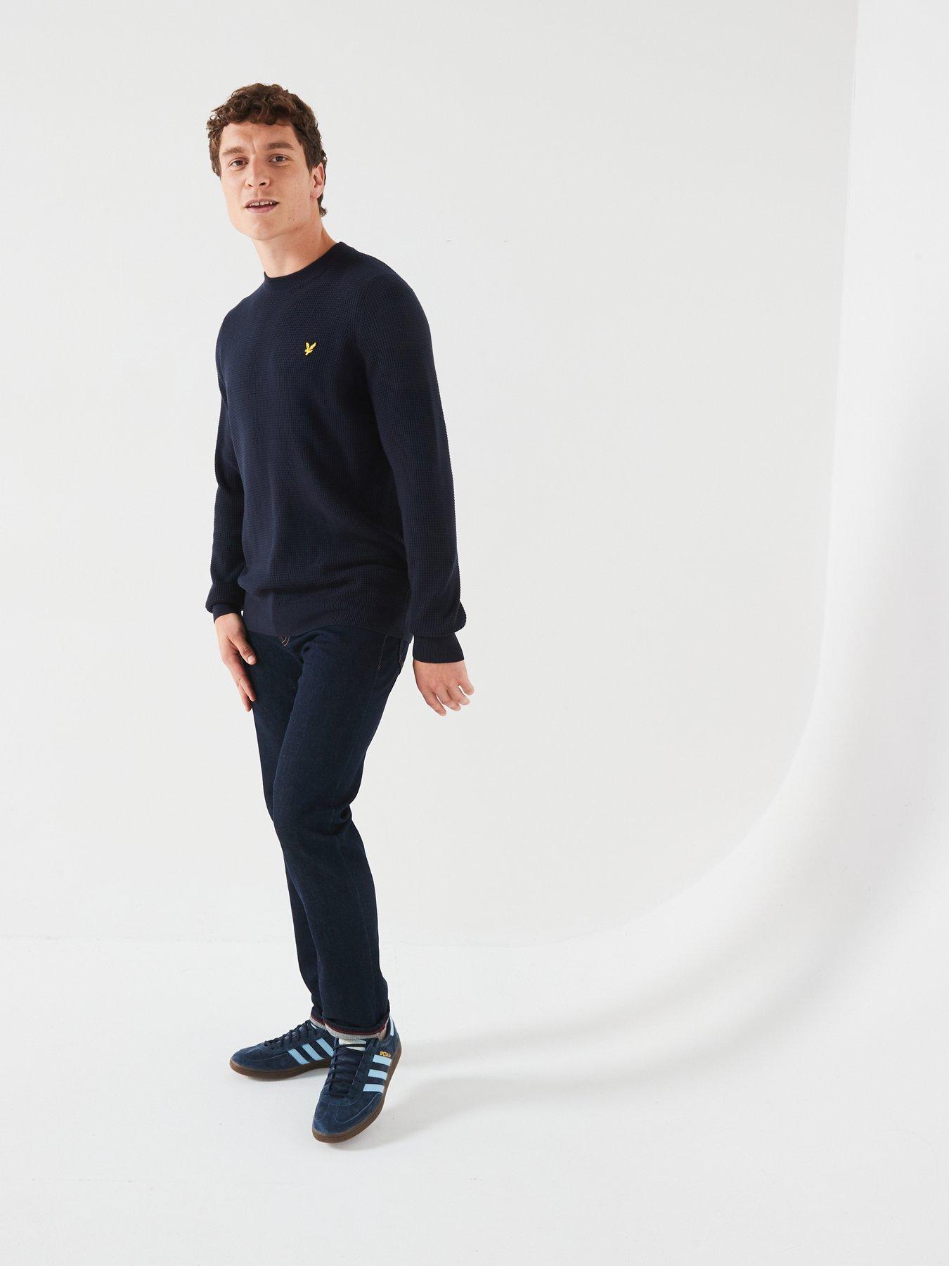 lyle-scott-grid-knit-crew-neck-jumper-navyback