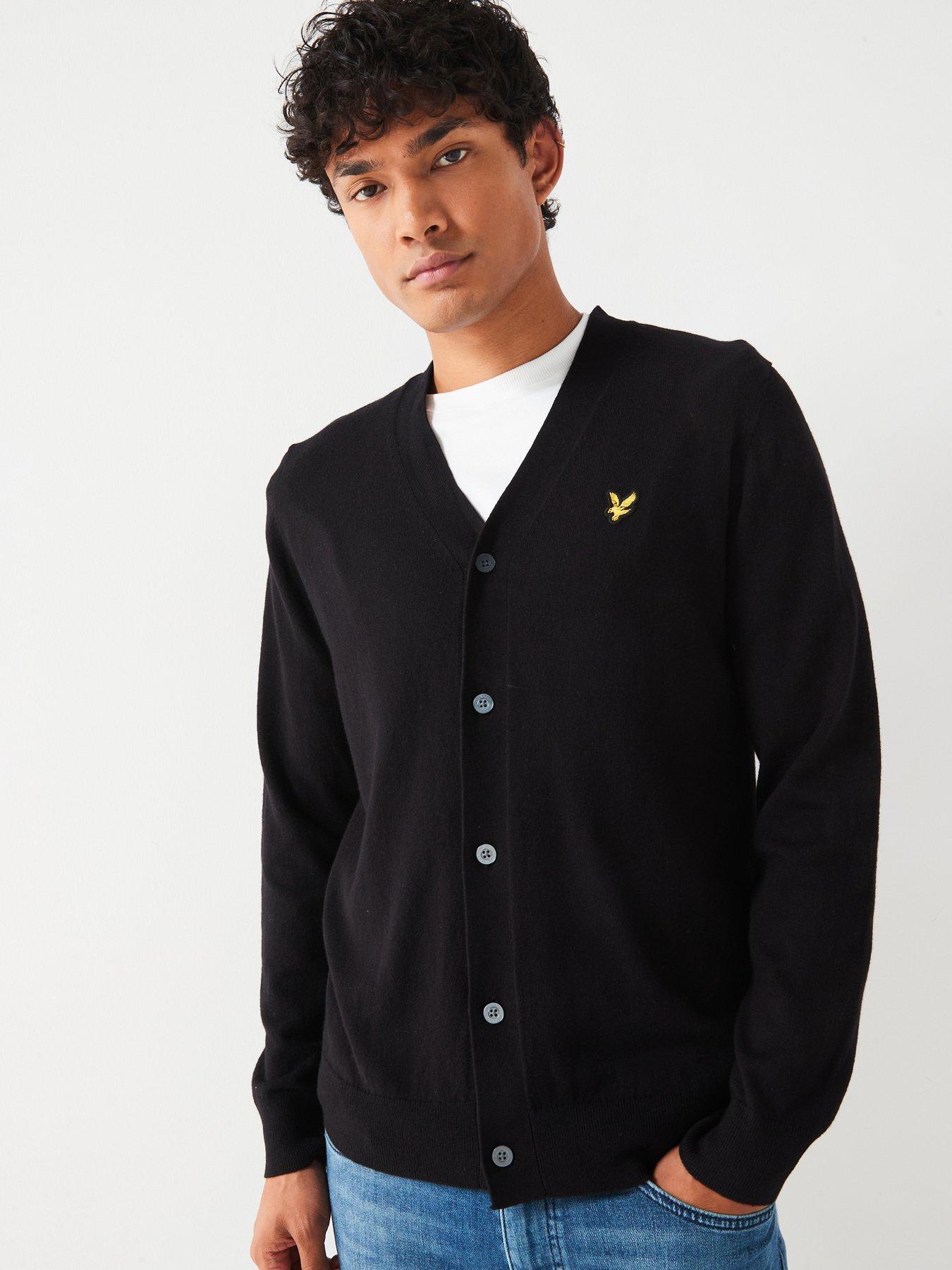 lyle-scott-cotton-merino-v-neck-knitted-cardigan-black