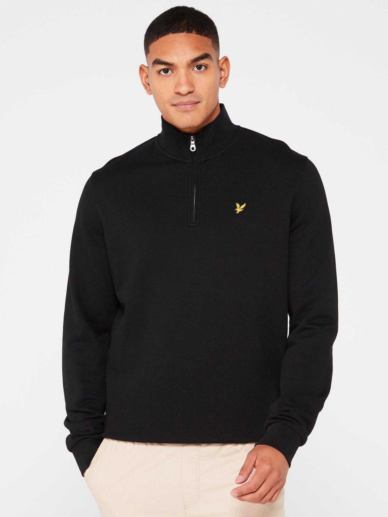 lyle-scott-loopback-quarter-zip-sweat-top-black