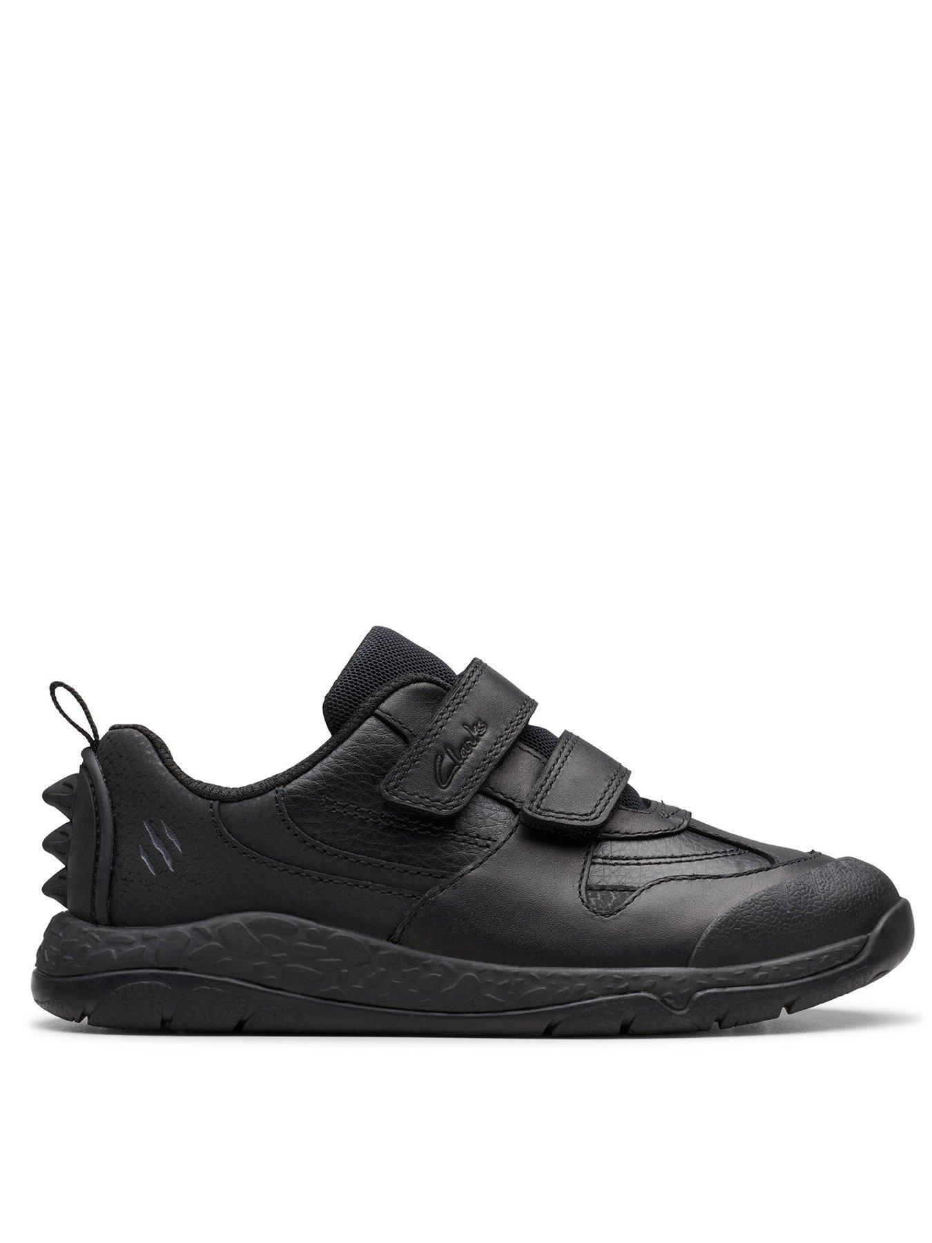 Clarks Kids Steggy2 Pace Dino Leather Shoe - Black