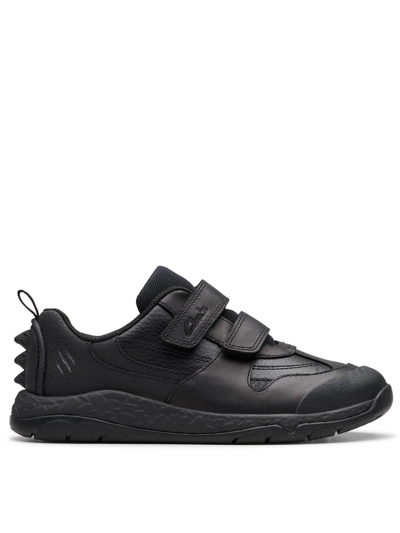 Clarks Kids Steggy2 Pace Dino Leather Shoe - Black