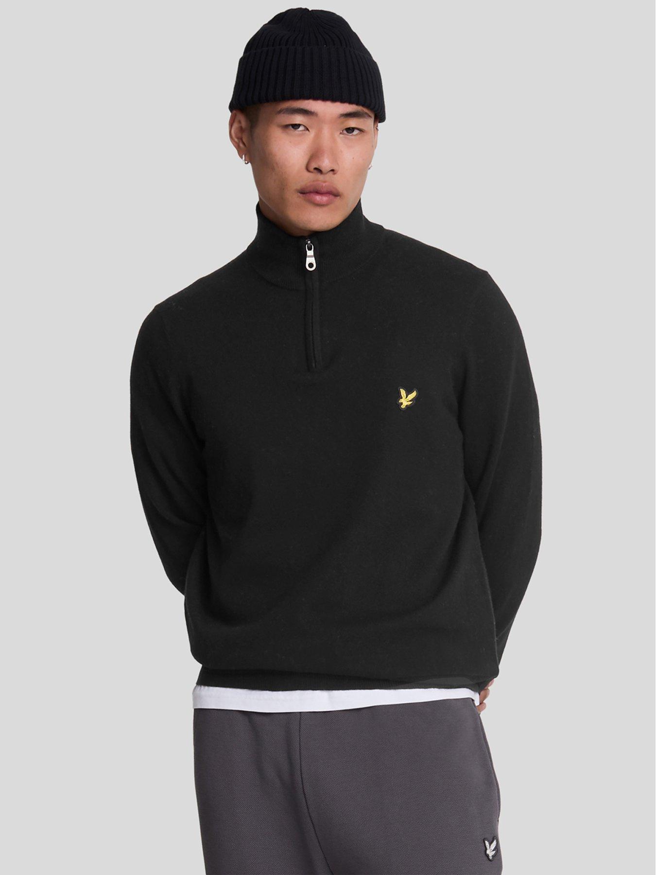 lyle-scott-lyle-amp-scott-cotton-merino-quarter-zip-knitted-jumper-black