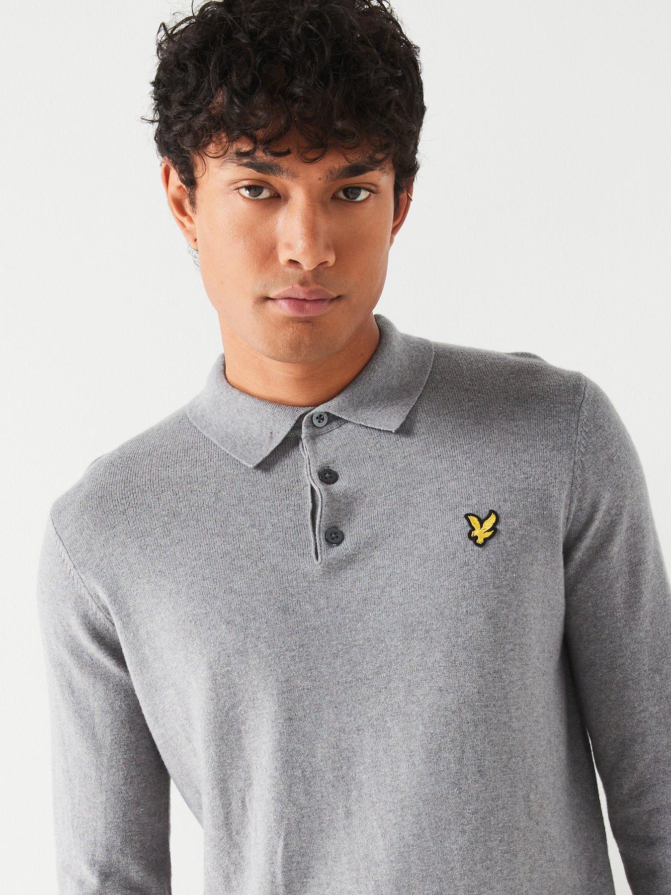 lyle-scott-lyle-amp-scott-cotton-merino-long-sleeve-knitted-polo-shirt-greyoutfit