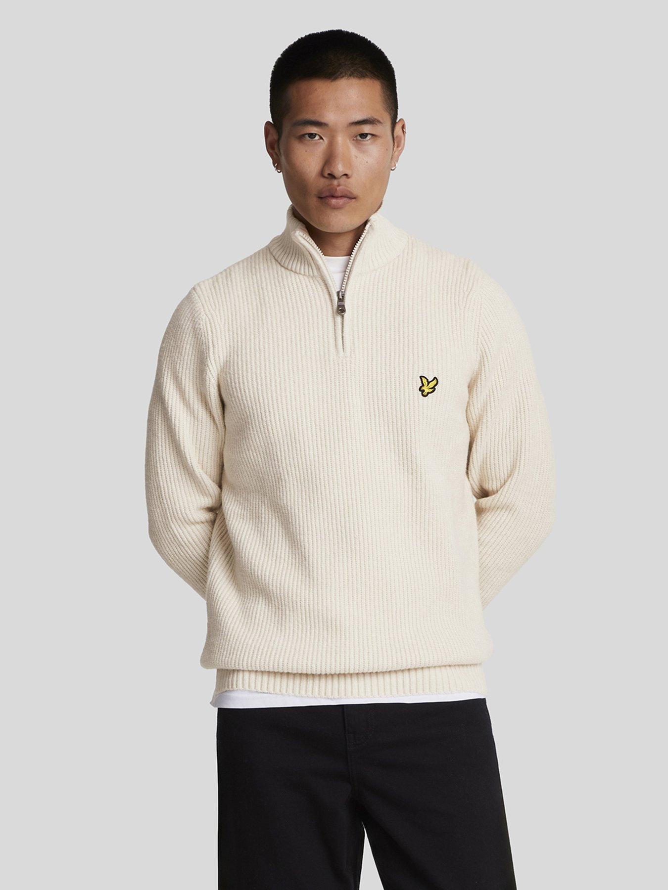 undefined Shaker Stitch Quarter Zip Knitted Jumper - Off White
