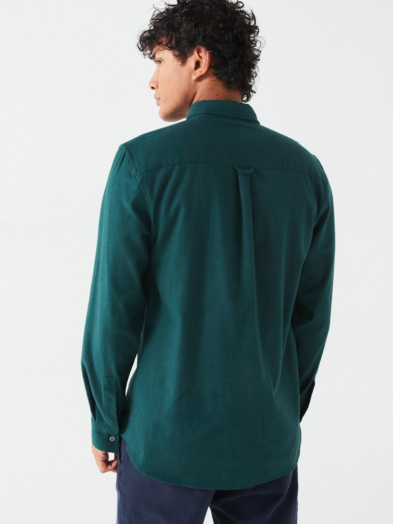 lyle-scott-lyle-amp-scott-long-sleeve-plain-flannel-shirt-dark-greenstillFront