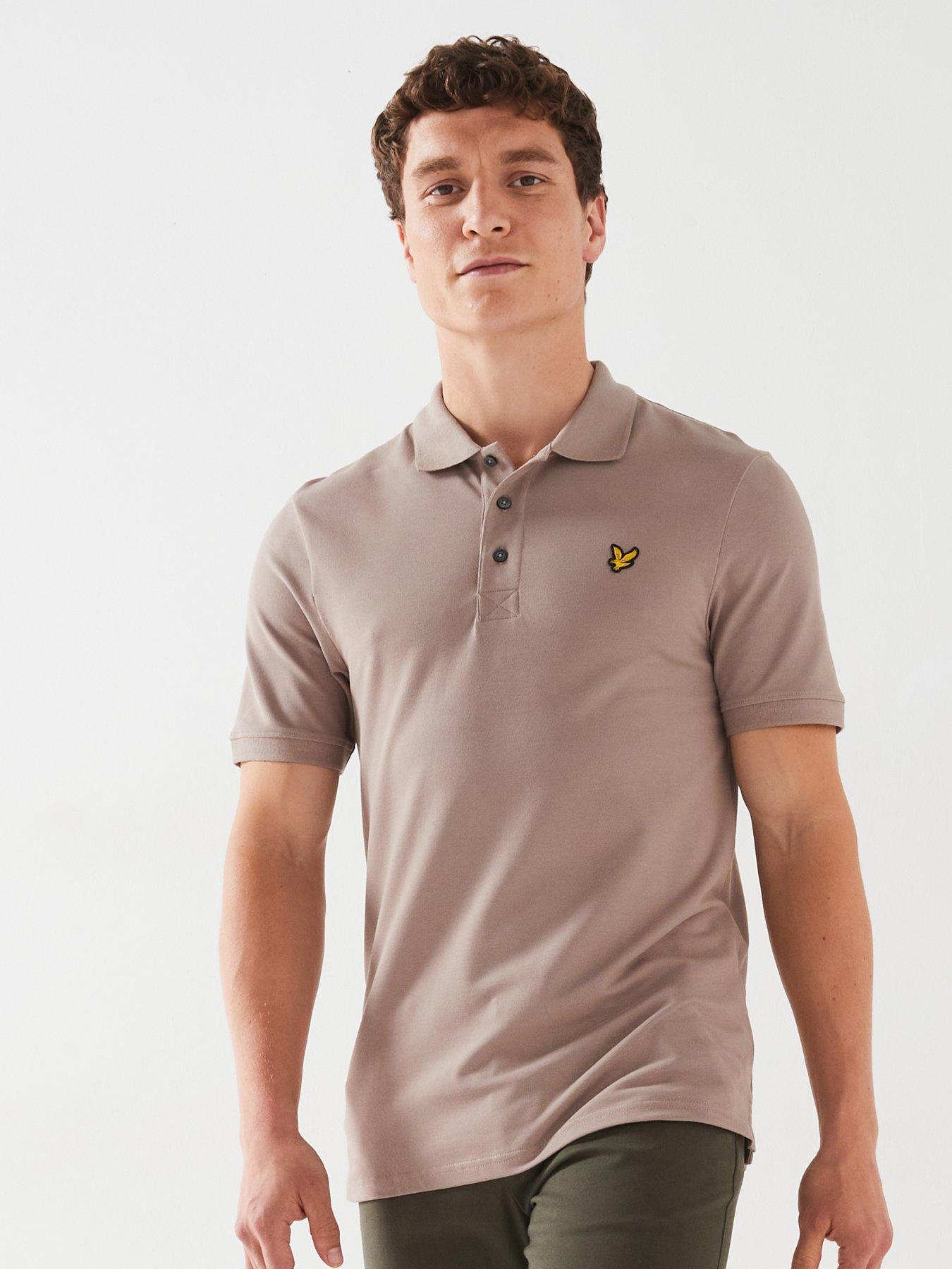 lyle-scott-lyle-amp-scott-short-sleeve-regular-fit-plain-polo-shirt-beige