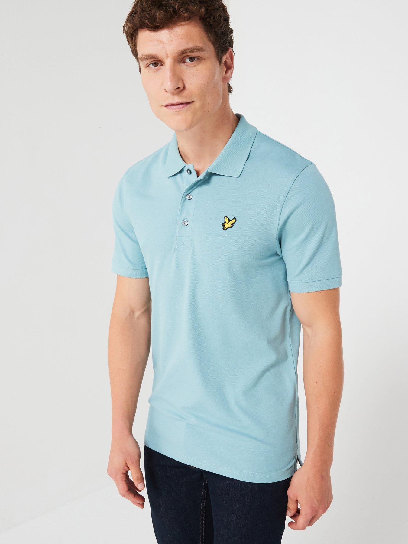 lyle-scott-lyle-amp-scott-short-sleeve-regular-fit-plain-polo-shirt-blue