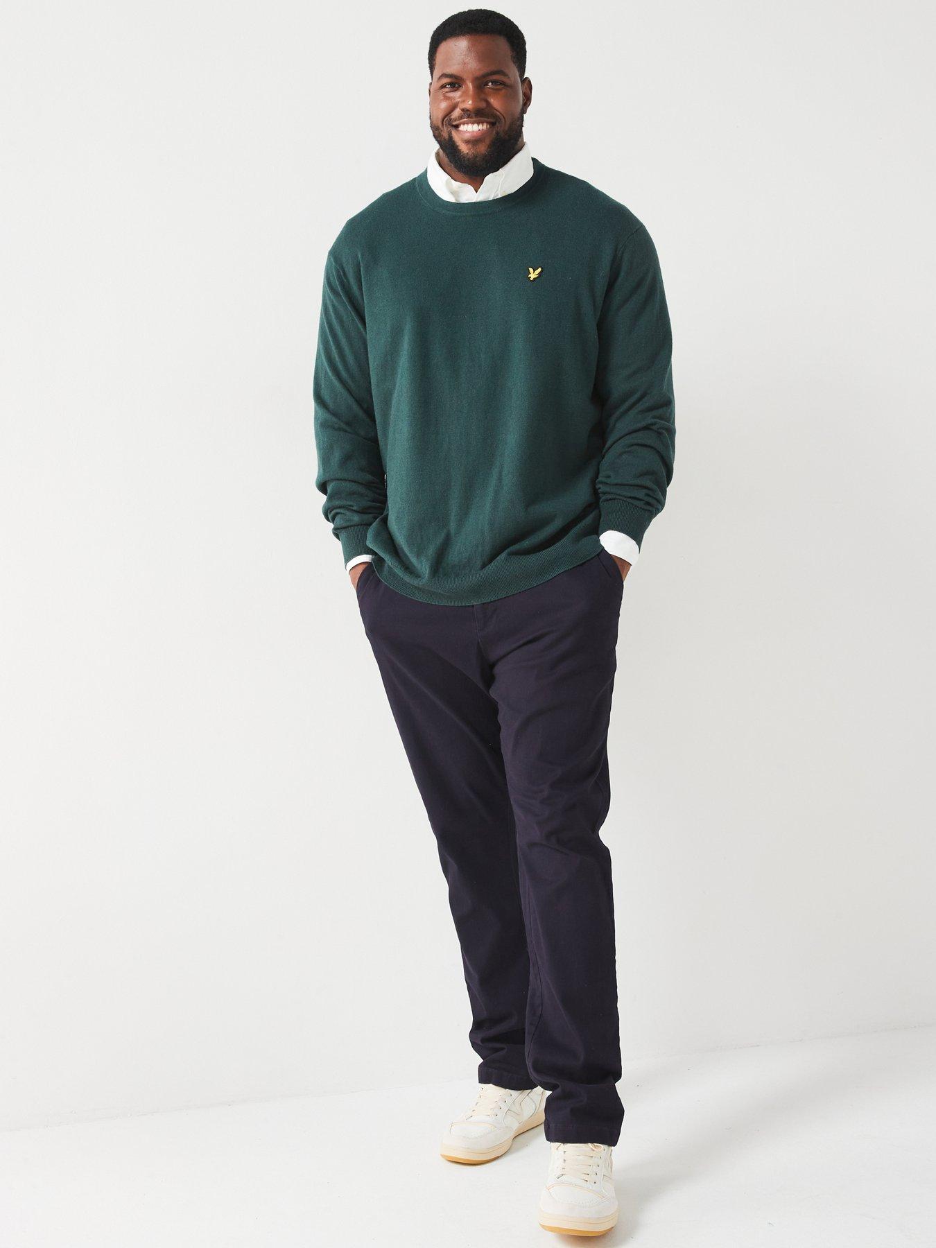 lyle-scott-lyle-amp-scott-big-amp-tall-cotton-merino-crew-knitted-jumper-dark-greenback