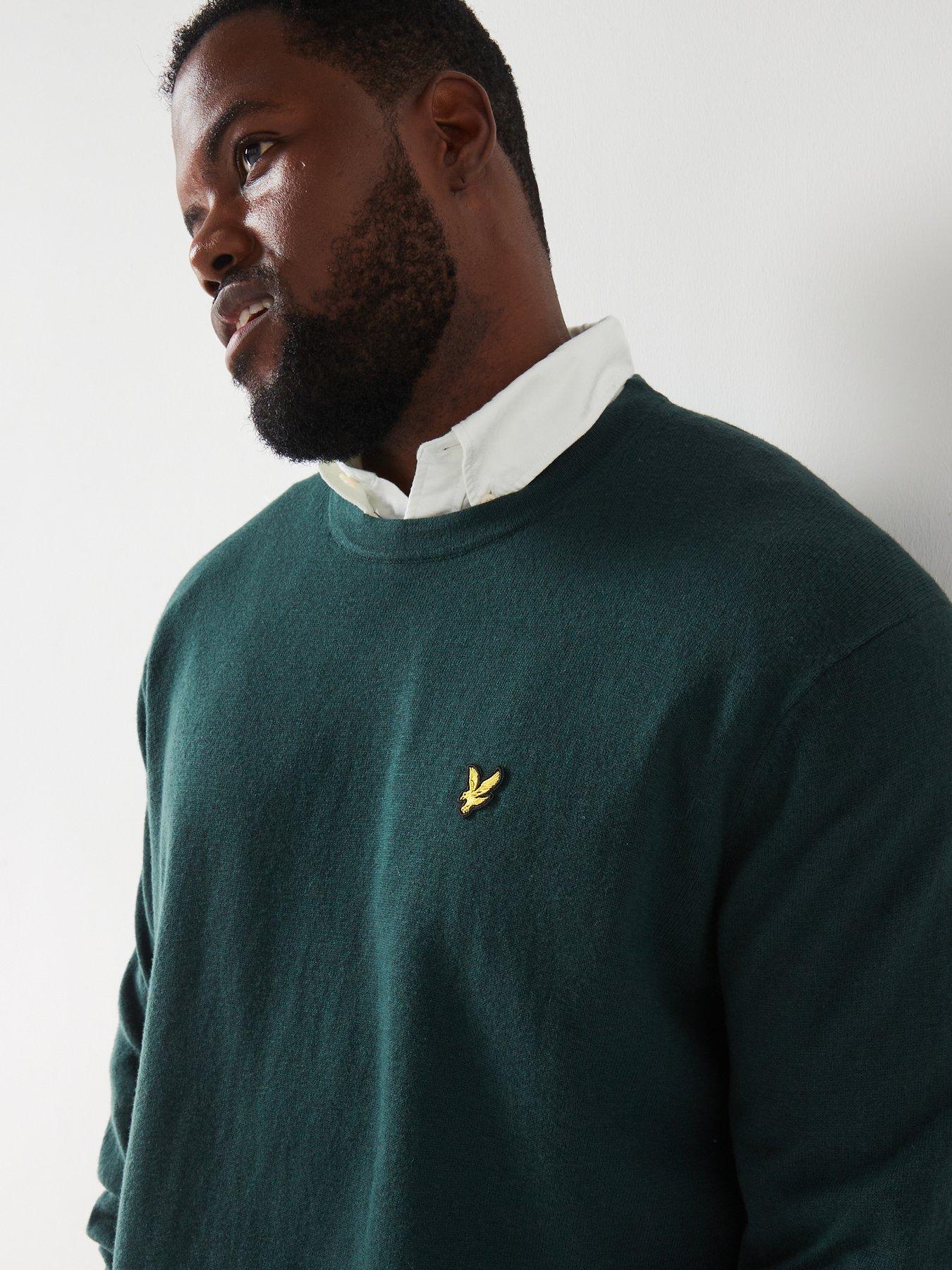 lyle-scott-lyle-amp-scott-big-amp-tall-cotton-merino-crew-knitted-jumper-dark-greenoutfit