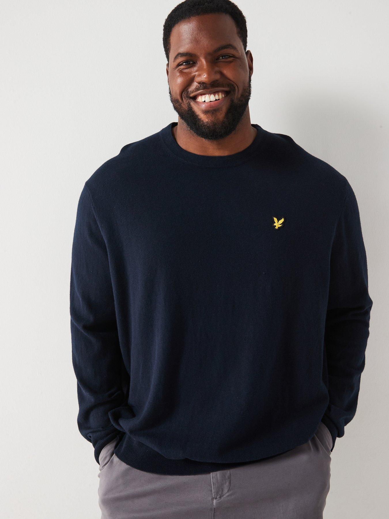 lyle-scott-lyle-amp-scott-big-amp-tall-cotton-merino-crew-knitted-jumper-navyoutfit