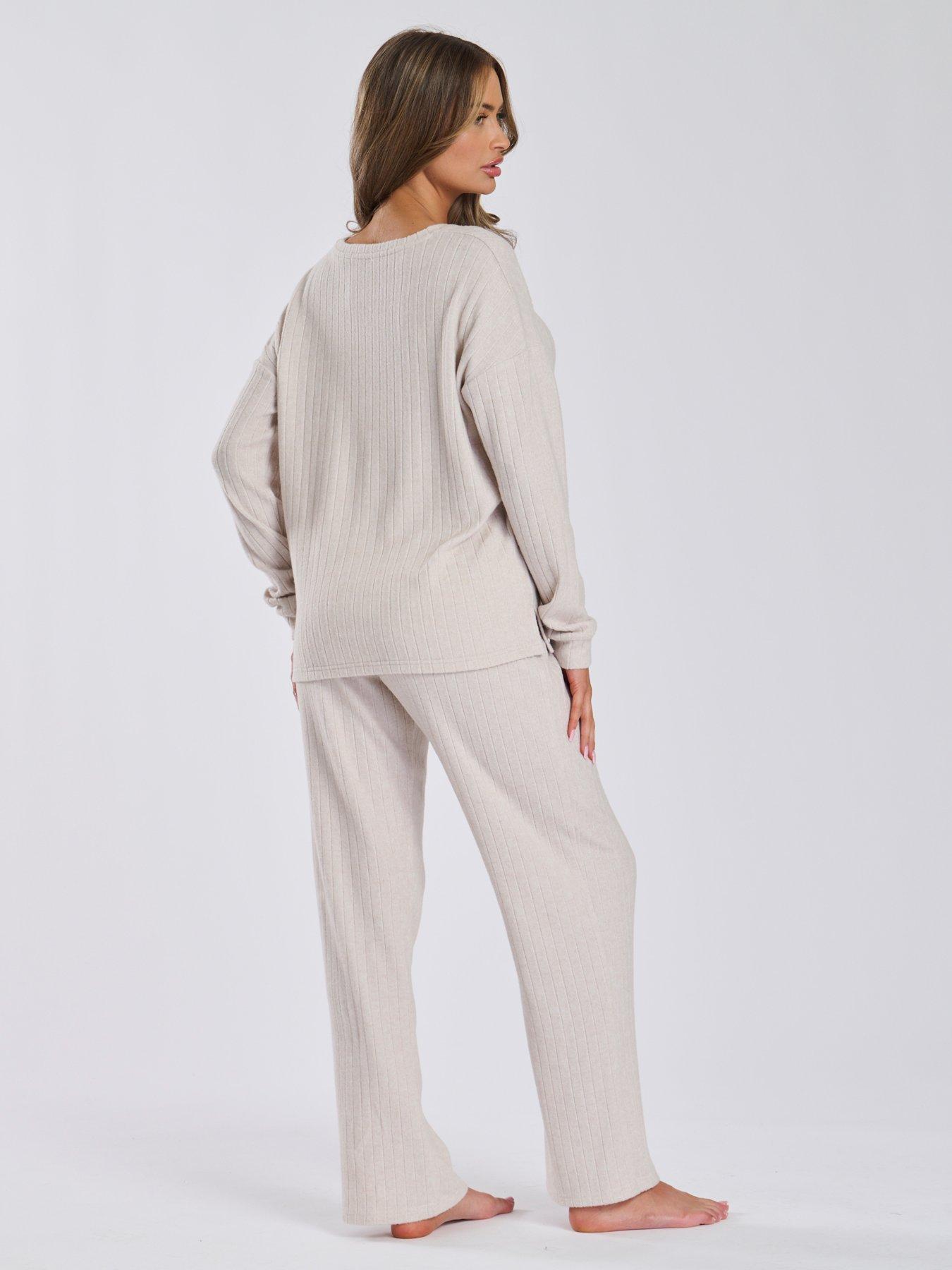 loungeable-loungeable-brushed-rib-straight-leg-trouser-oatmealstillFront