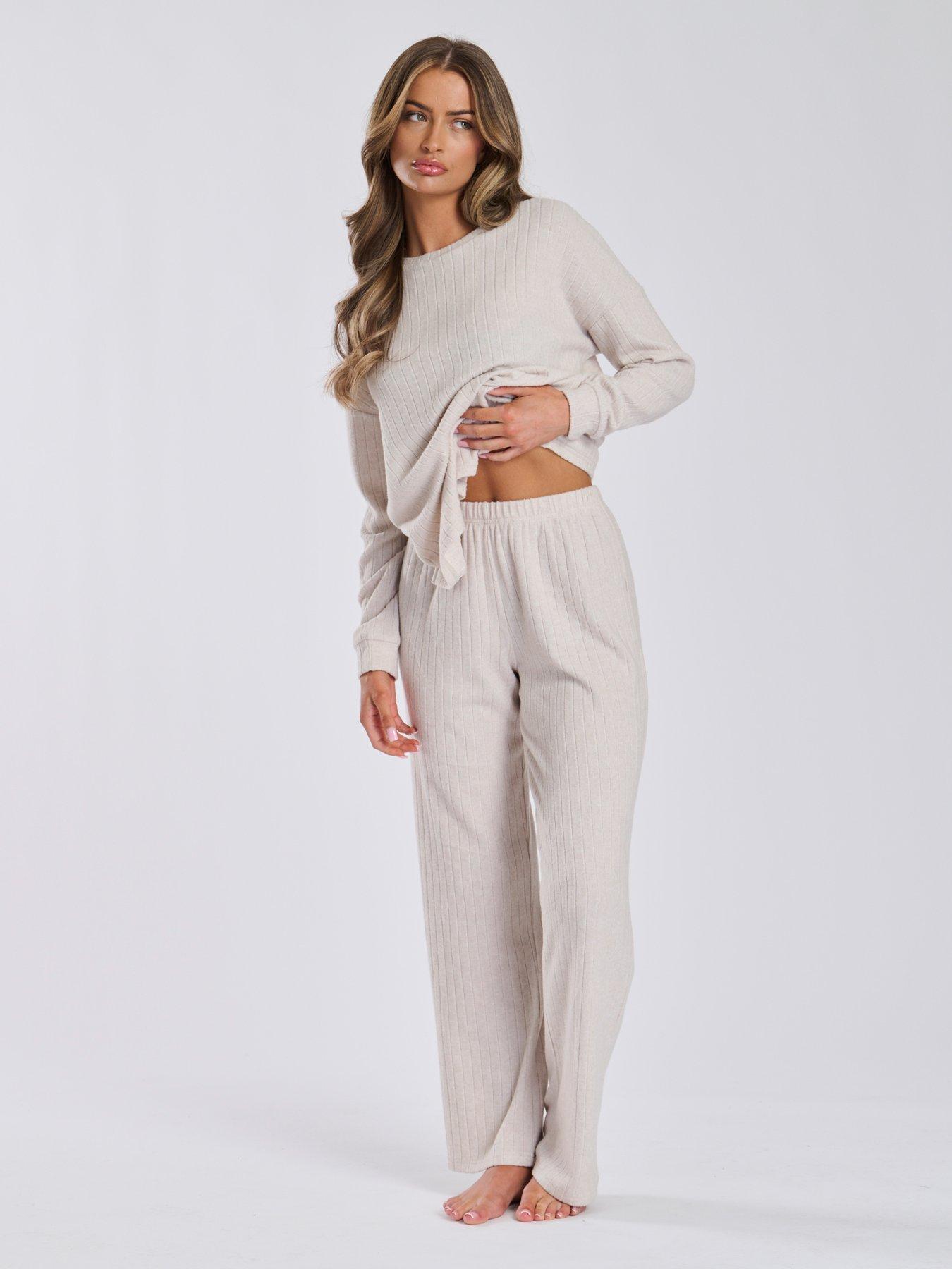 loungeable-loungeable-brushed-rib-straight-leg-trouser-oatmealback