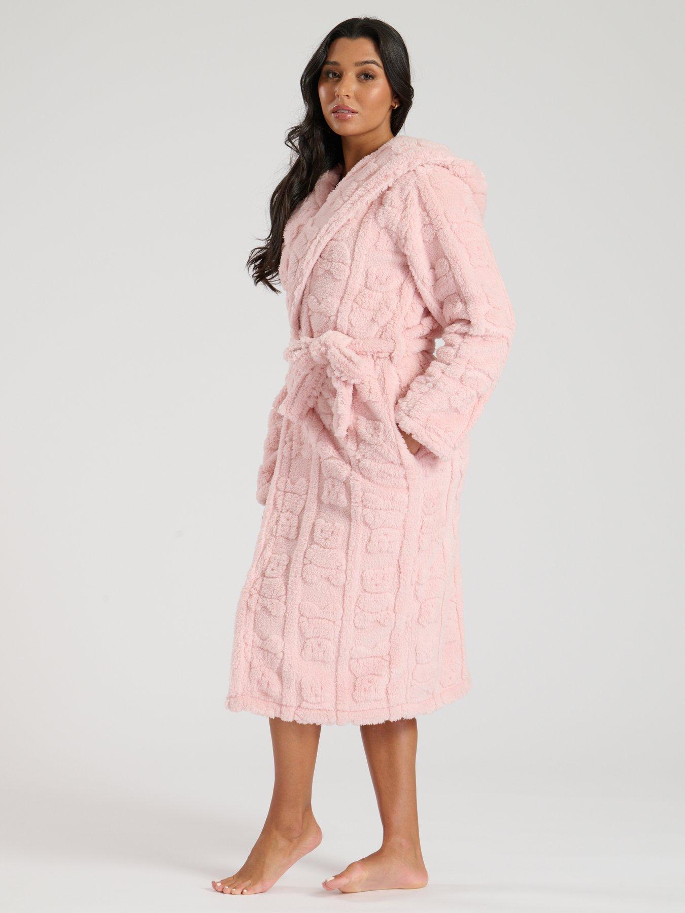 loungeable-loungeable-teddy-cut-sherpa-midi-hooded-robe-pinkoutfit