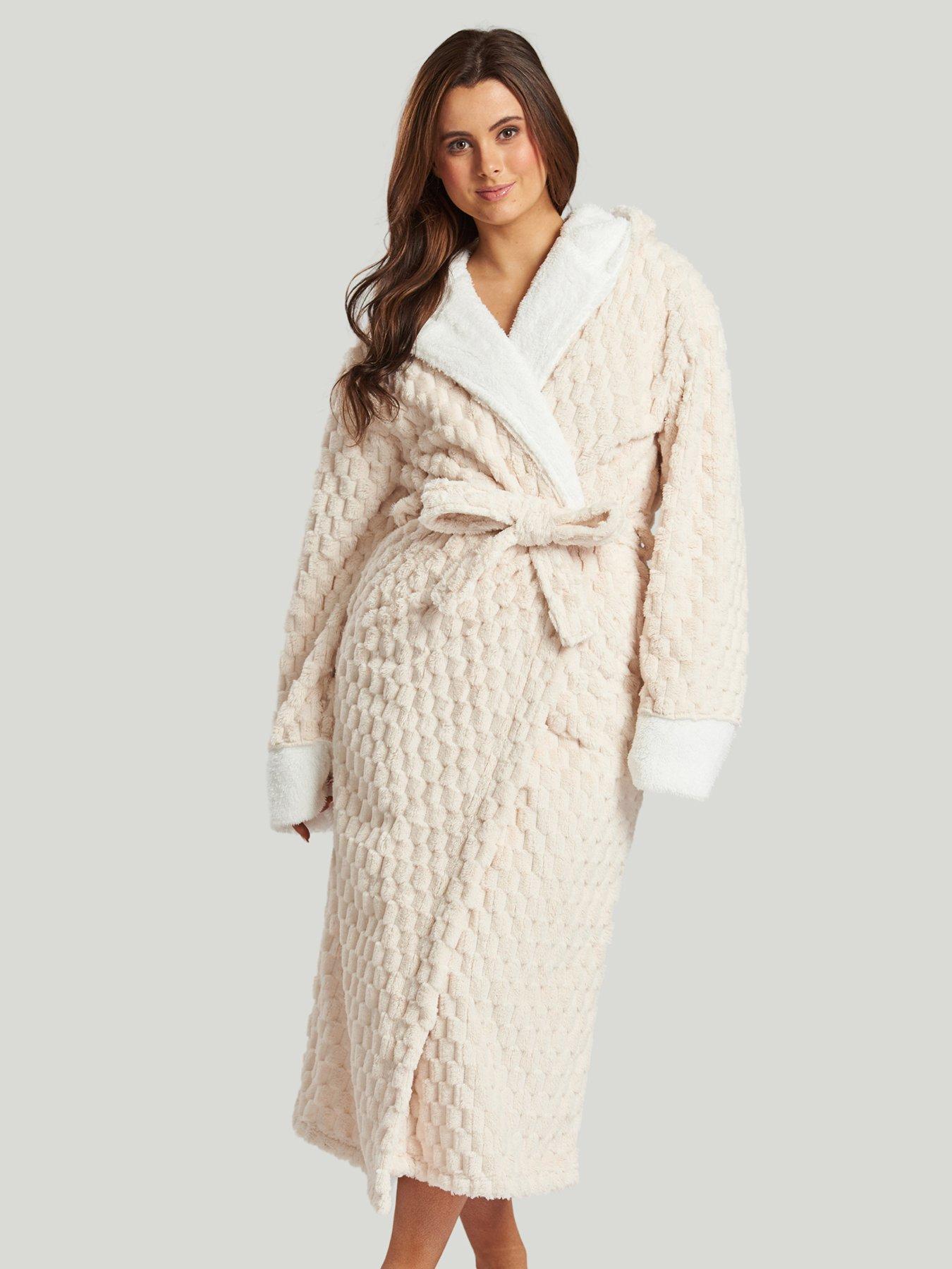 loungeable-loungeable-geometric-luxury-fleece-hooded-maxi-robe-creamfront