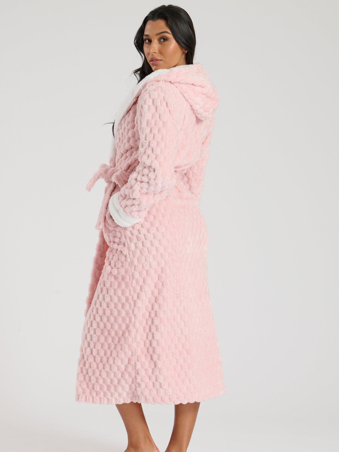 loungeable-loungeable-geometric-luxury-fleece-hooded-maxi-robe-pinkstillFront