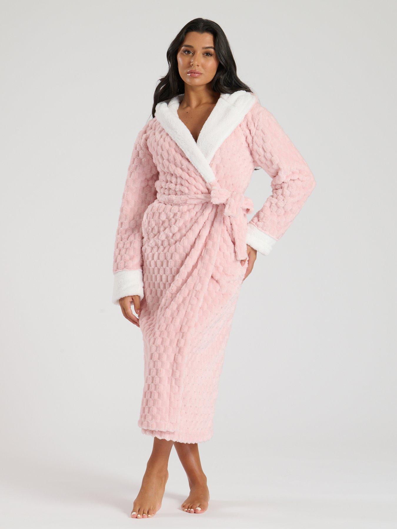 loungeable-loungeable-geometric-luxury-fleece-hooded-maxi-robe-pinkback