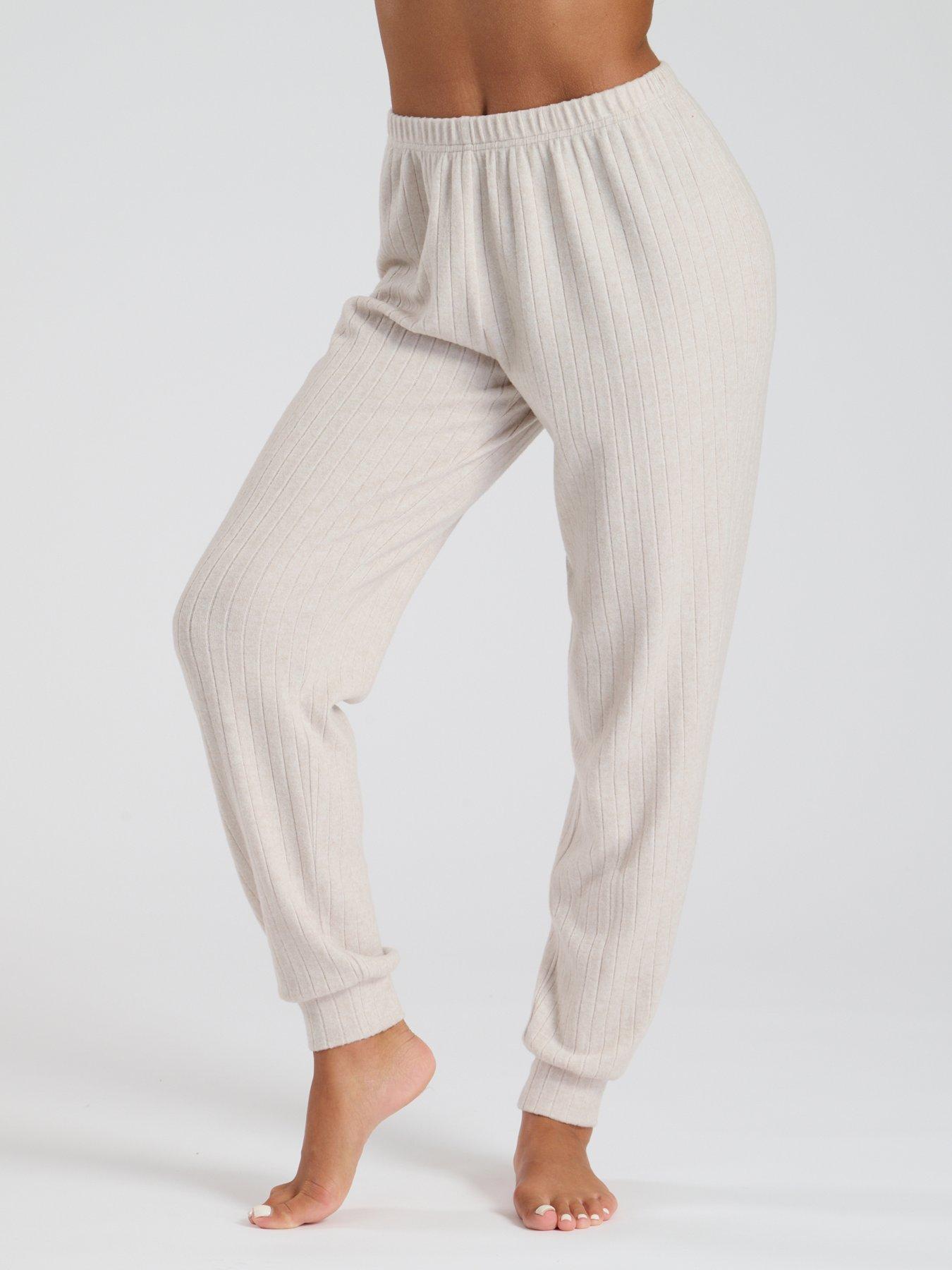 loungeable-loungeable-brushed-rib-jogger-oatmeal