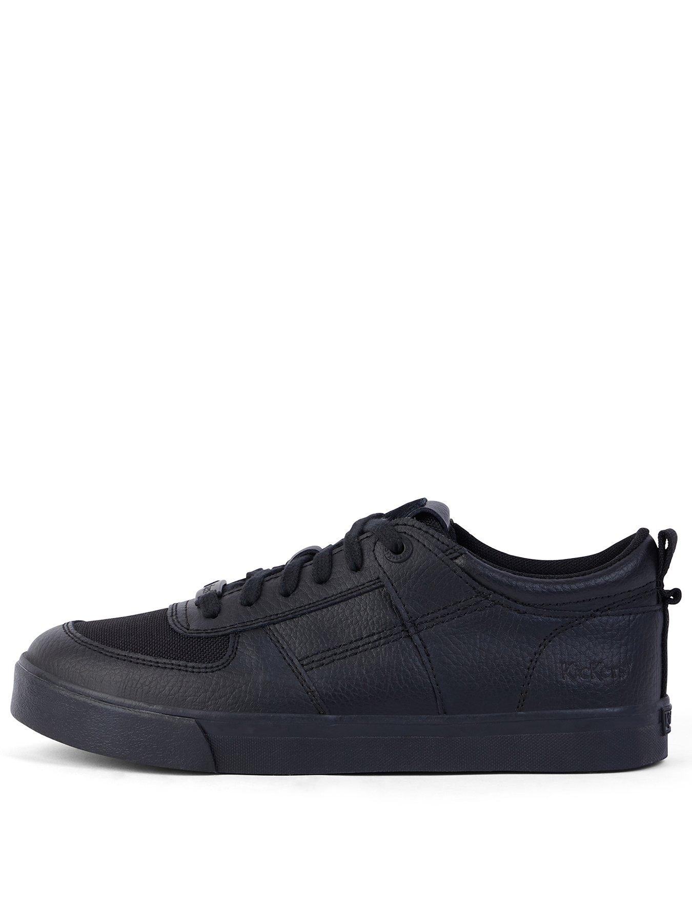 Kickers Unisex Tovni Lo Mix Mesh Leather School Shoe - Black