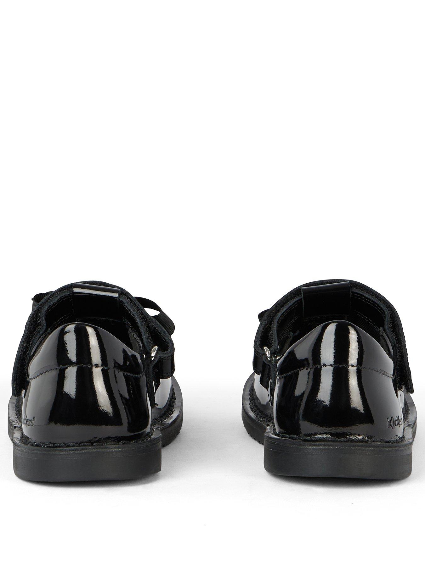 Image 2 of 6 of Kickers Girls Adlar T Bar Bow Patent Leather School Shoe - Black