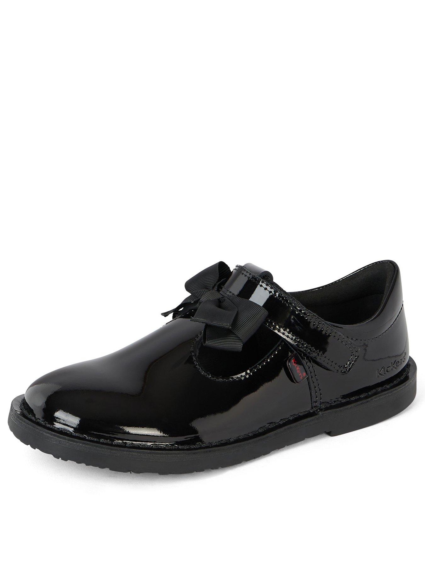 Image 3 of 6 of Kickers Girls Adlar T Bar Bow Patent Leather School Shoe - Black