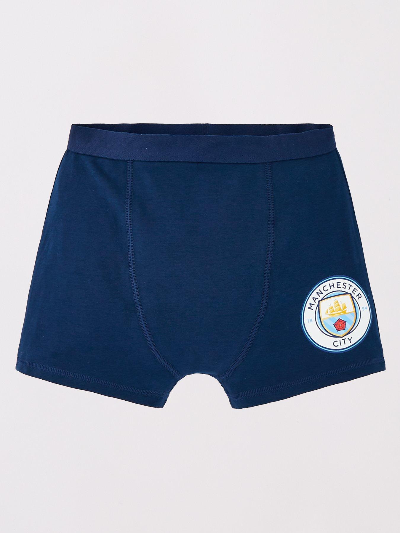 Image 2 of 5 of Manchester City Manchester City Football 3 Pack Boxer Trunks - Blue