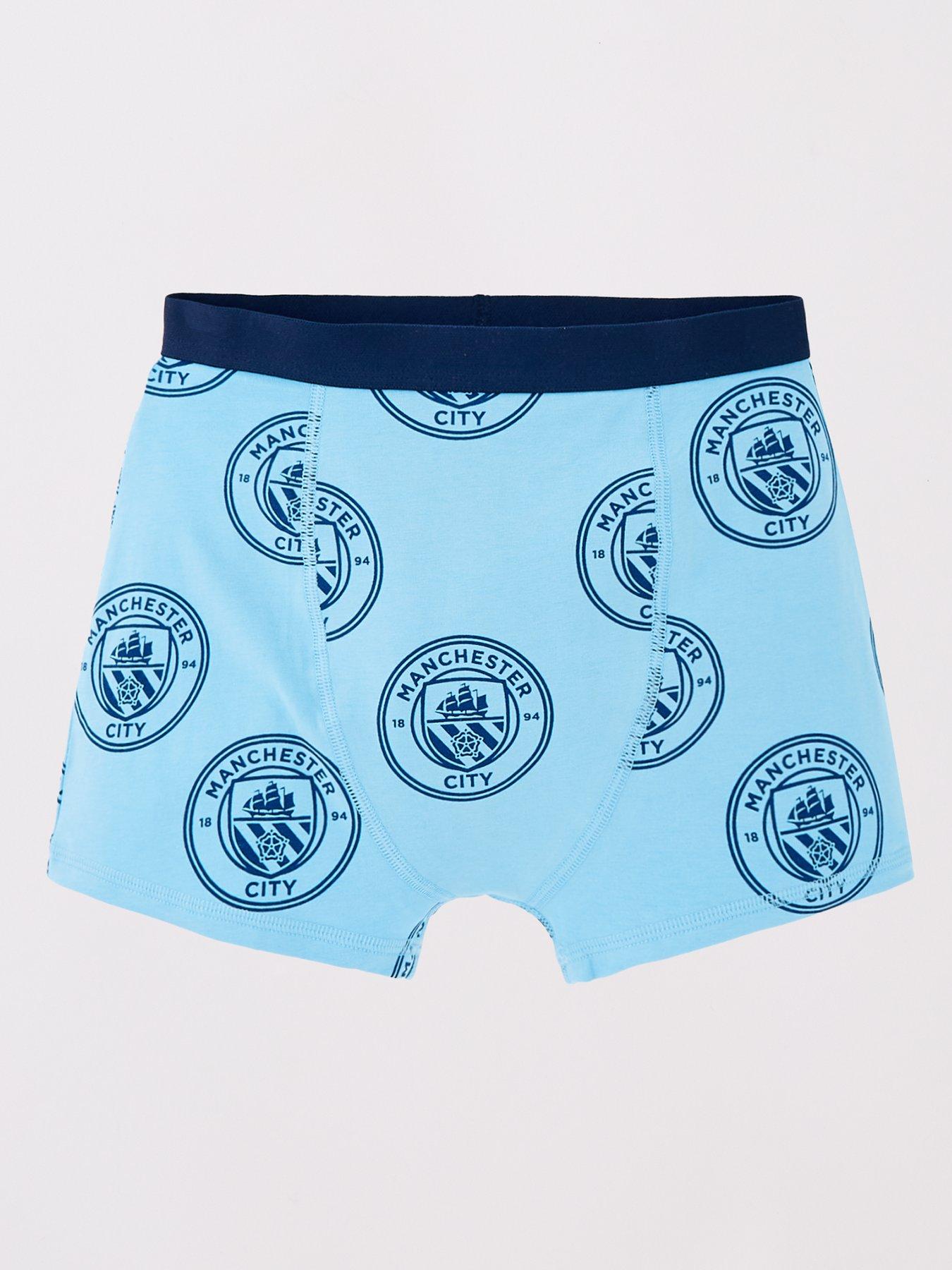 Image 3 of 5 of Manchester City Manchester City Football 3 Pack Boxer Trunks - Blue