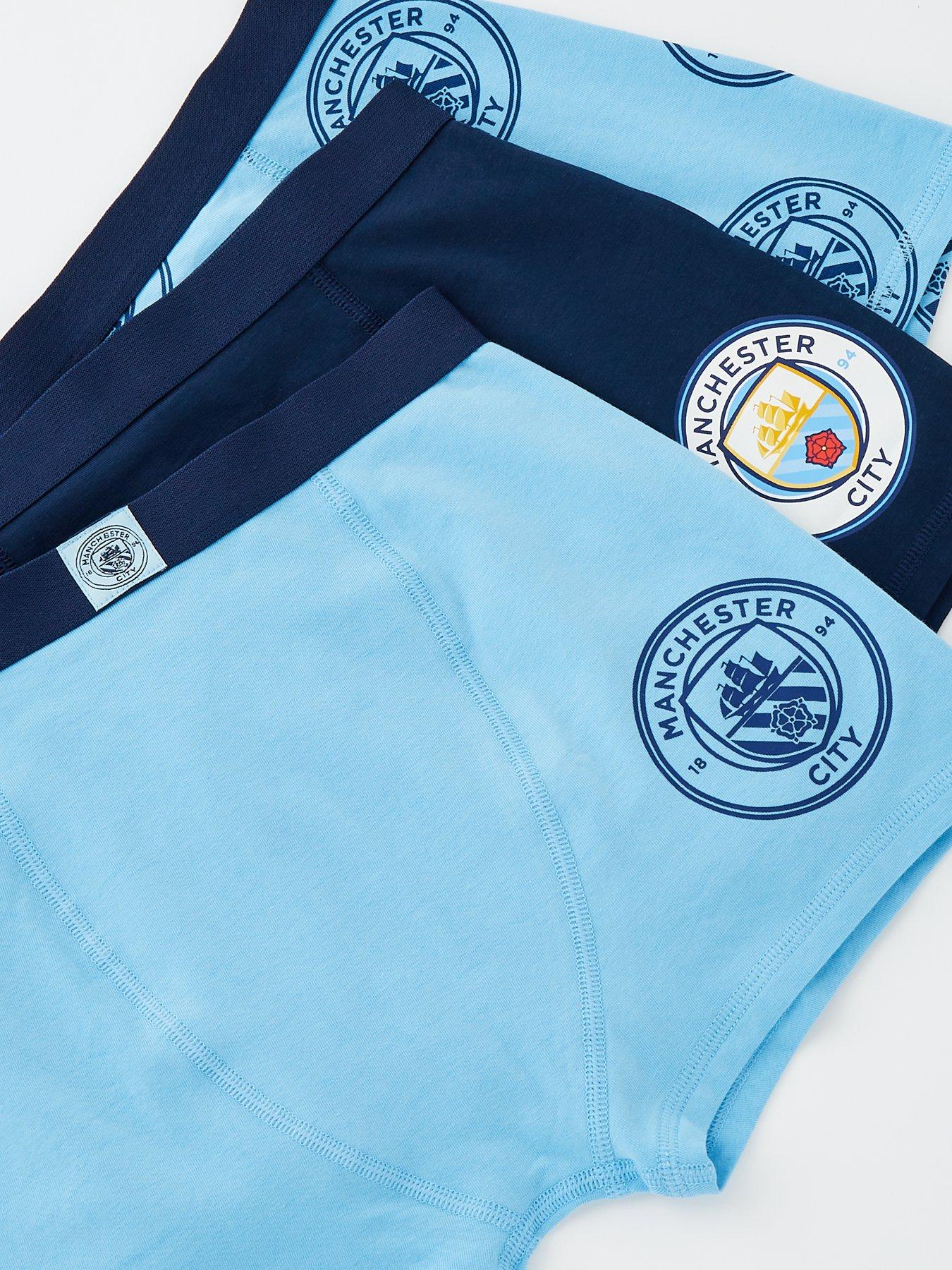Image 5 of 5 of Manchester City Manchester City Football 3 Pack Boxer Trunks - Blue