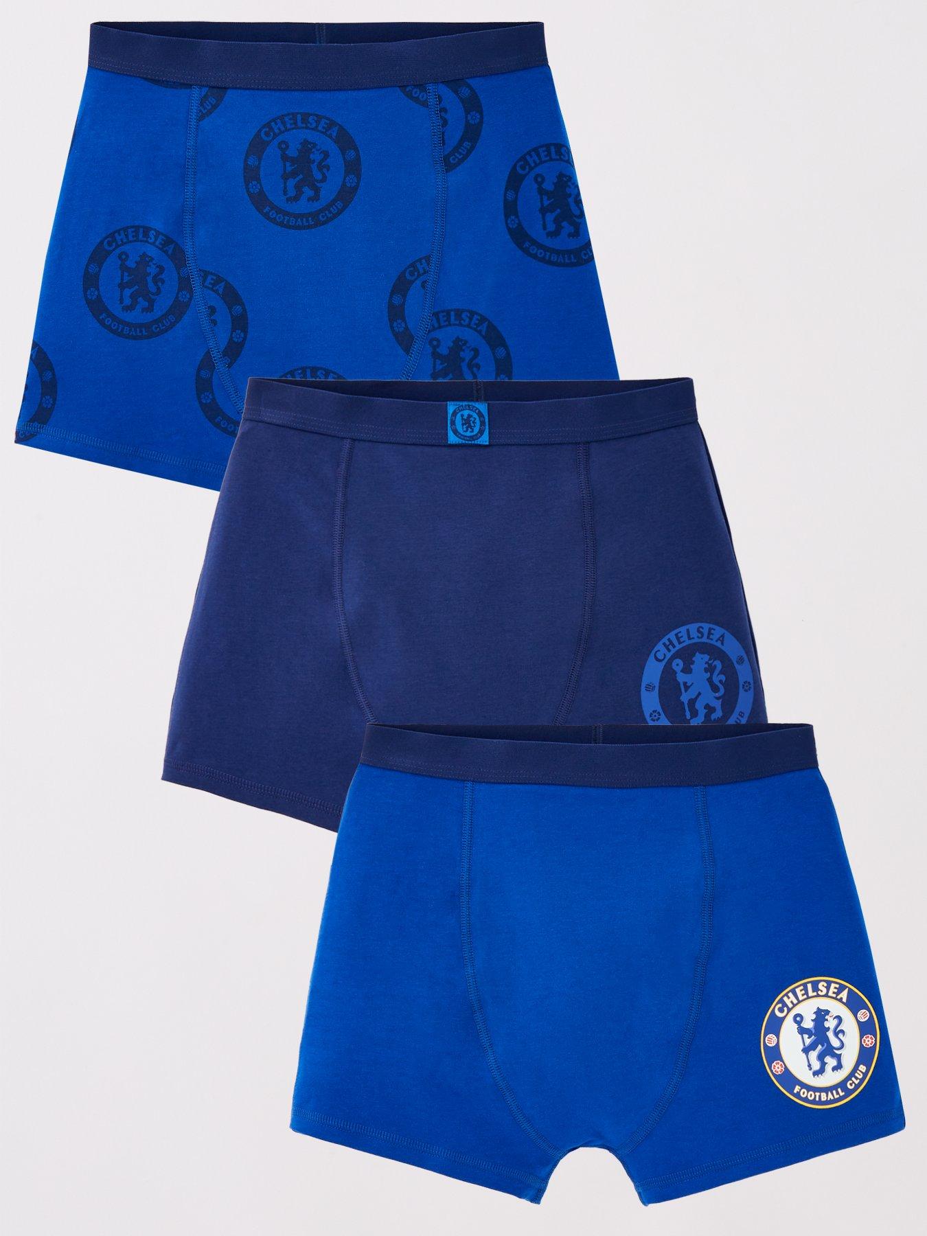 undefined Chelsea Football 3 Pack Boxer Trunks - Navy