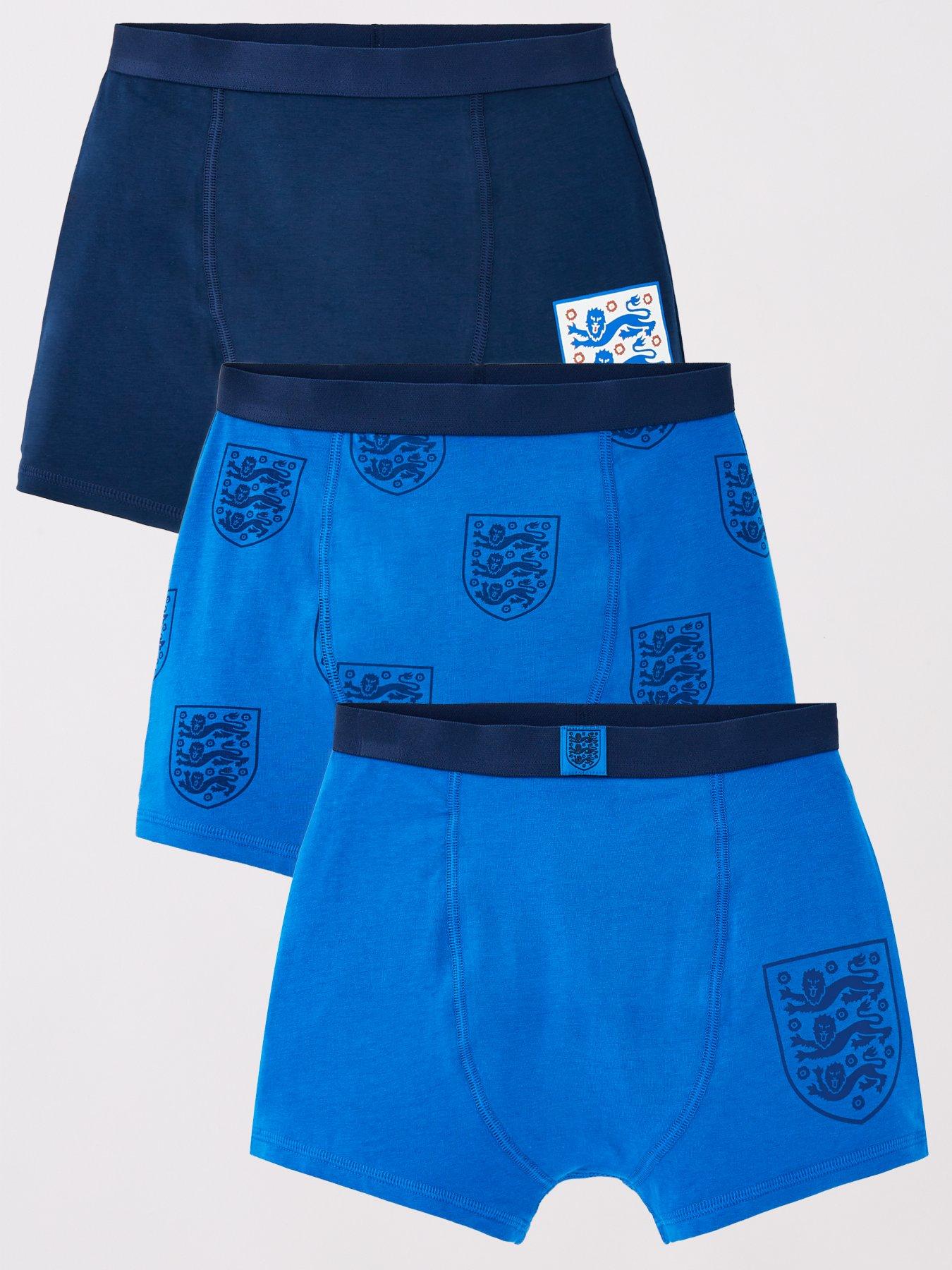 undefined England Football 3 Pack Boxer Trunks - Blue