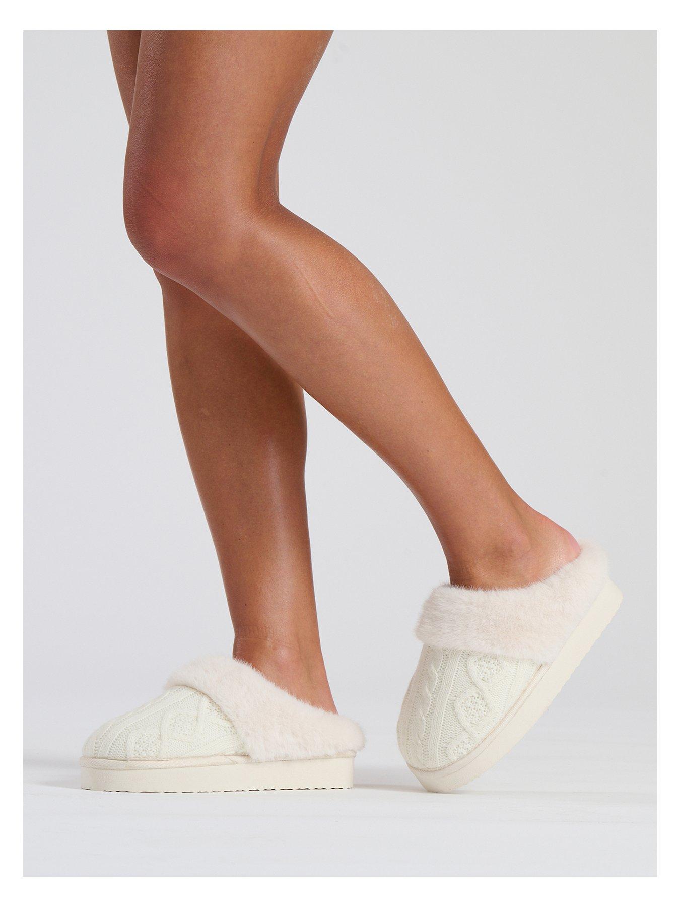 loungeable-loungeable-cable-knit-chunky-mule-slipper-creamoutfit