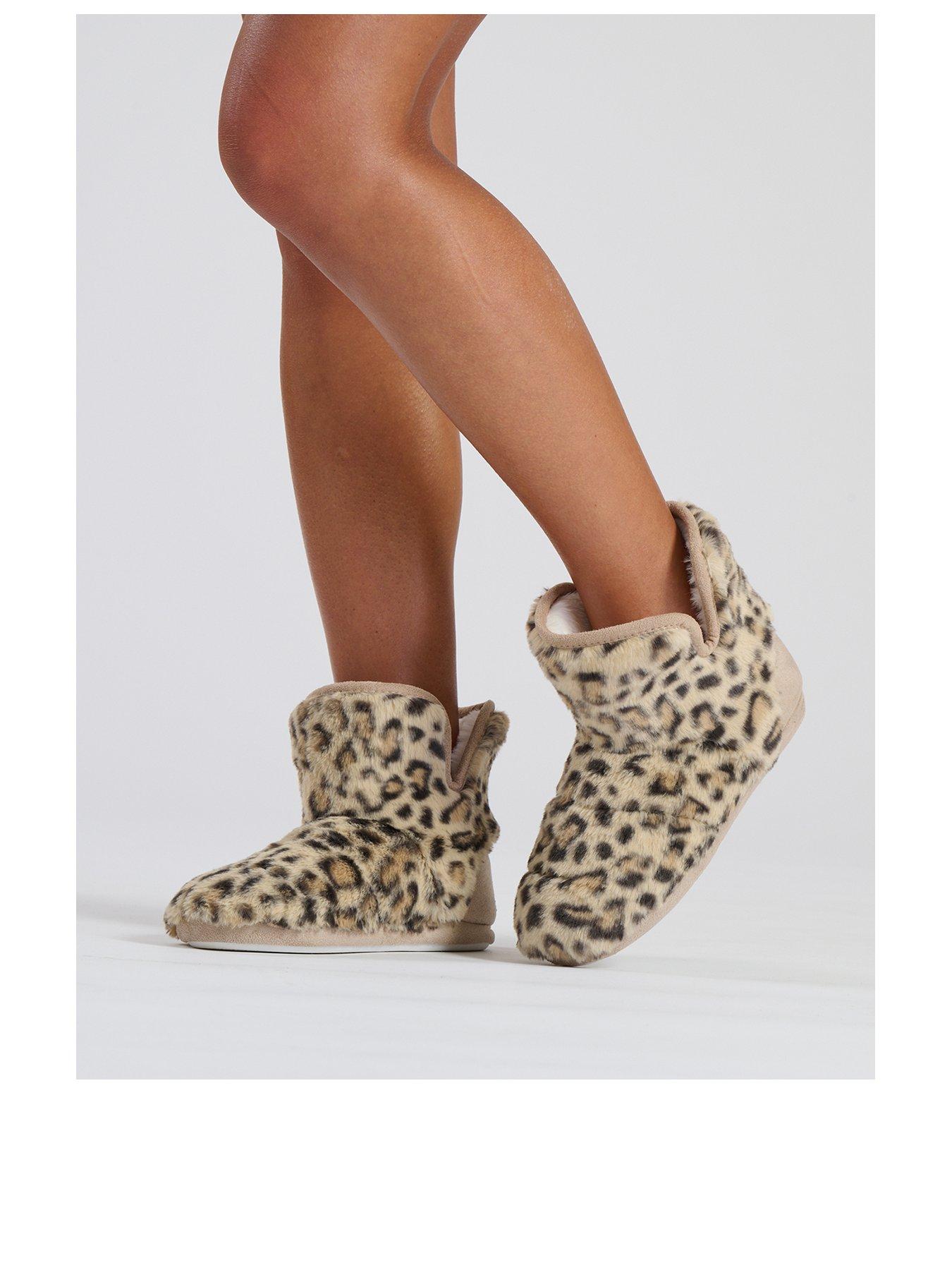 loungeable-classic-leopard-faux-fur-bootie-multi-brownstillFront