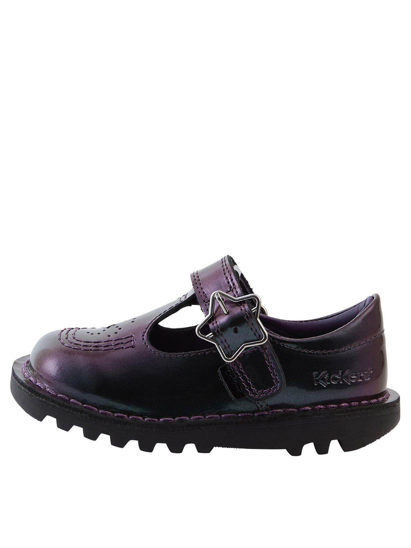 Image of Kickers Kick T-Bar Galactic Holographic Patent Leather Shoes - Purple