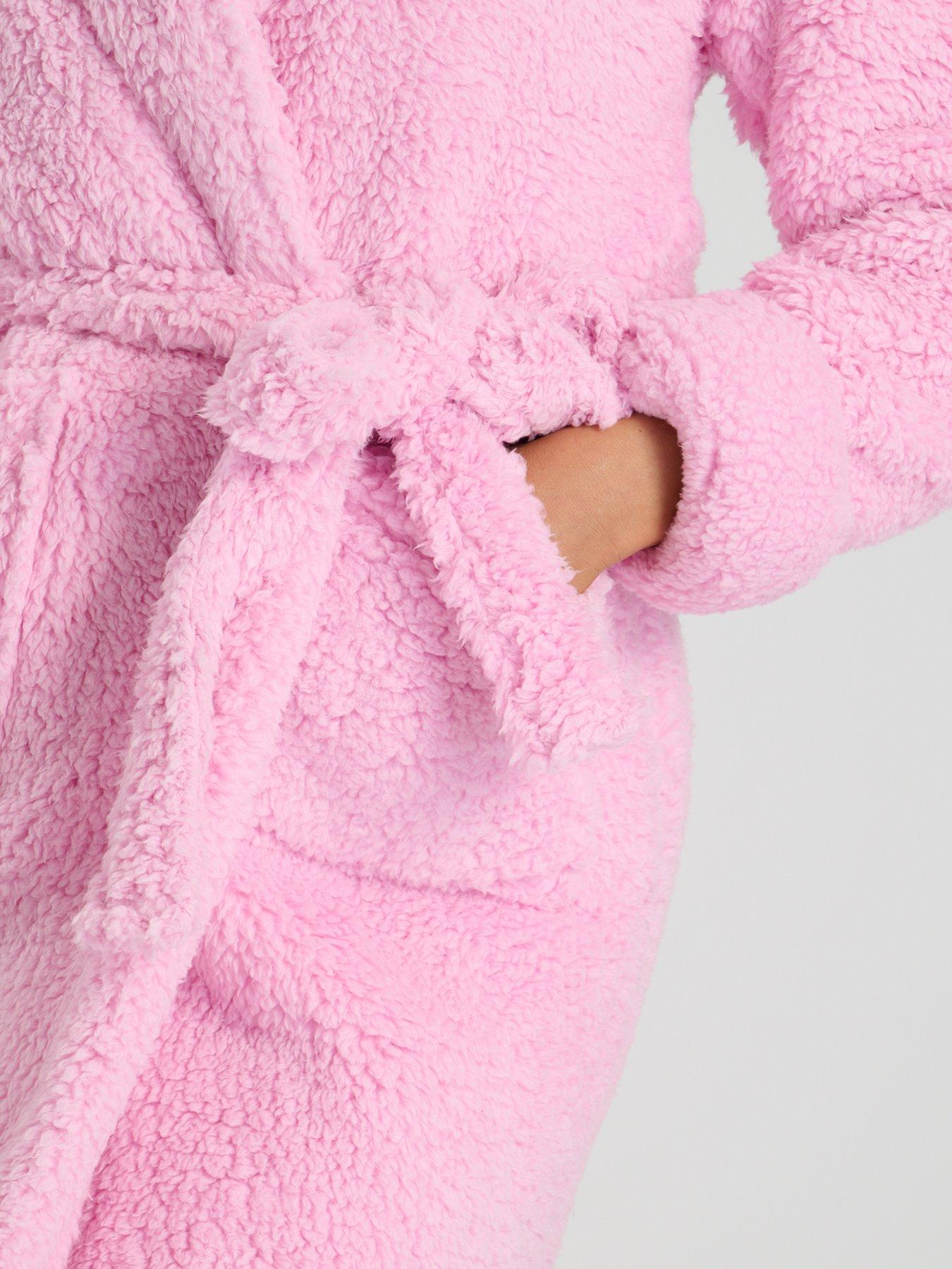 loungeable-loungeable-chunky-sherpa-midaxi-robe-bright-pinkdetail