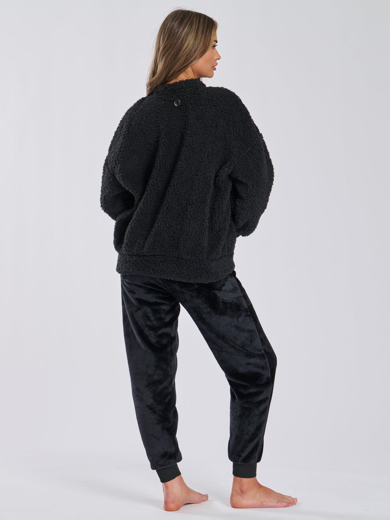 loungeable-loungeable-borg-removable-snood-jumper-amp-luxury-fleece-jogger-lounge-set-blackstillFront