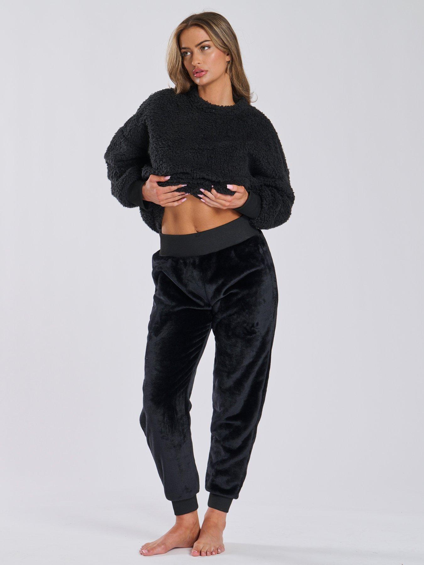 loungeable-loungeable-borg-removable-snood-jumper-amp-luxury-fleece-jogger-lounge-set-blackback