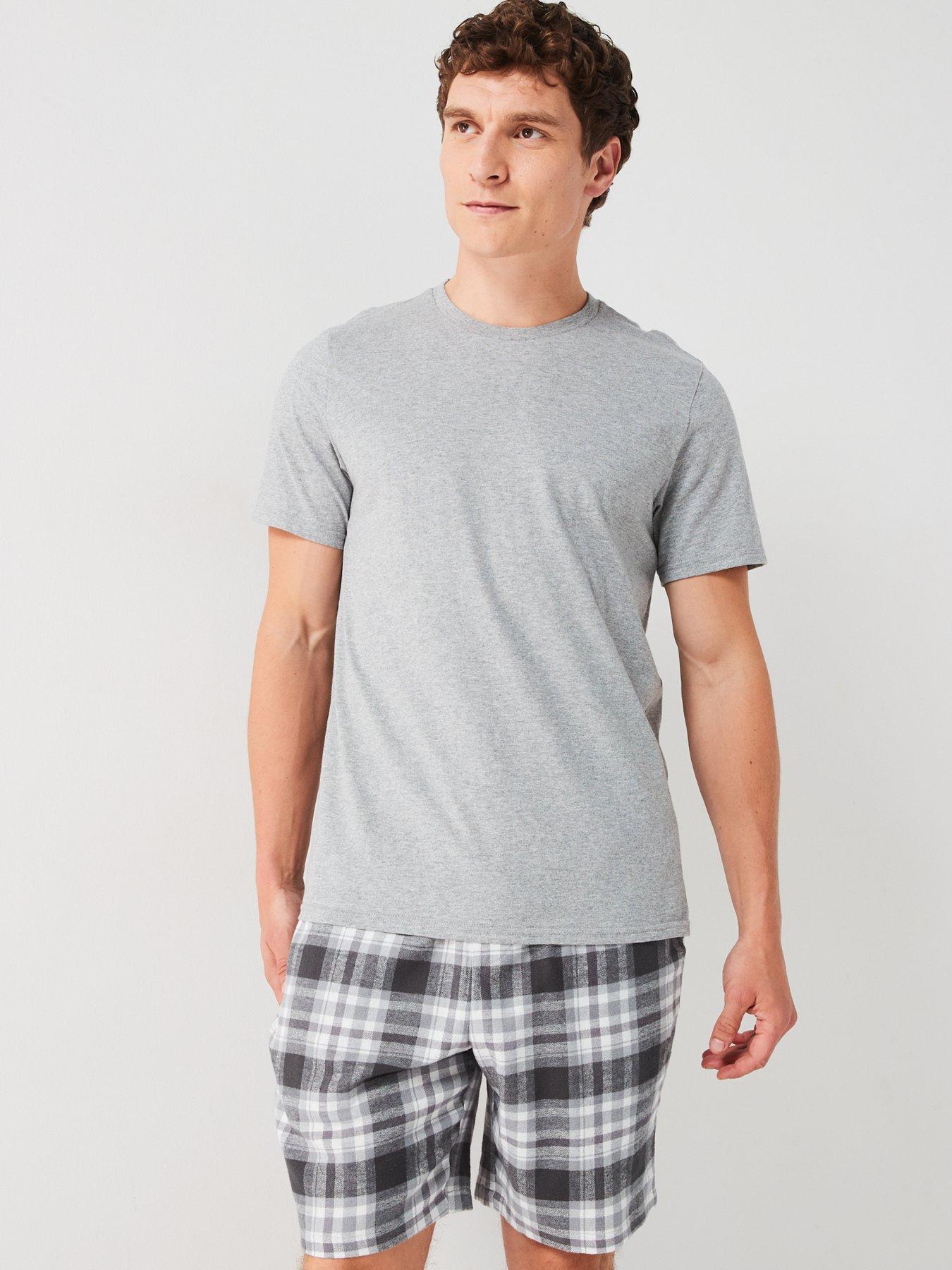 very-man-woven-check-short-pyjama-set-grey