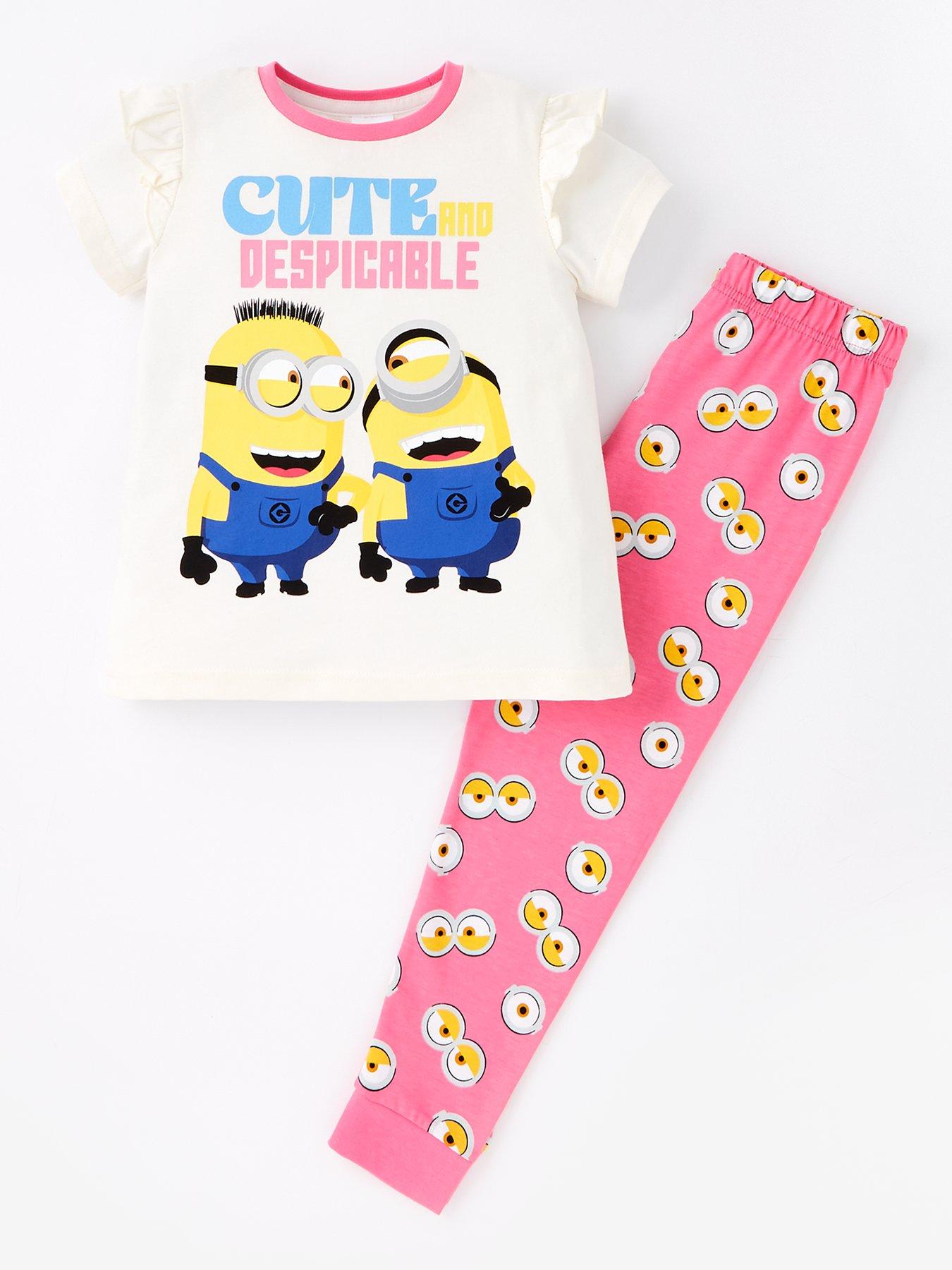 Image 1 of 4 of Minions Girls Minion Short Sleeve Pyjamas - Pink