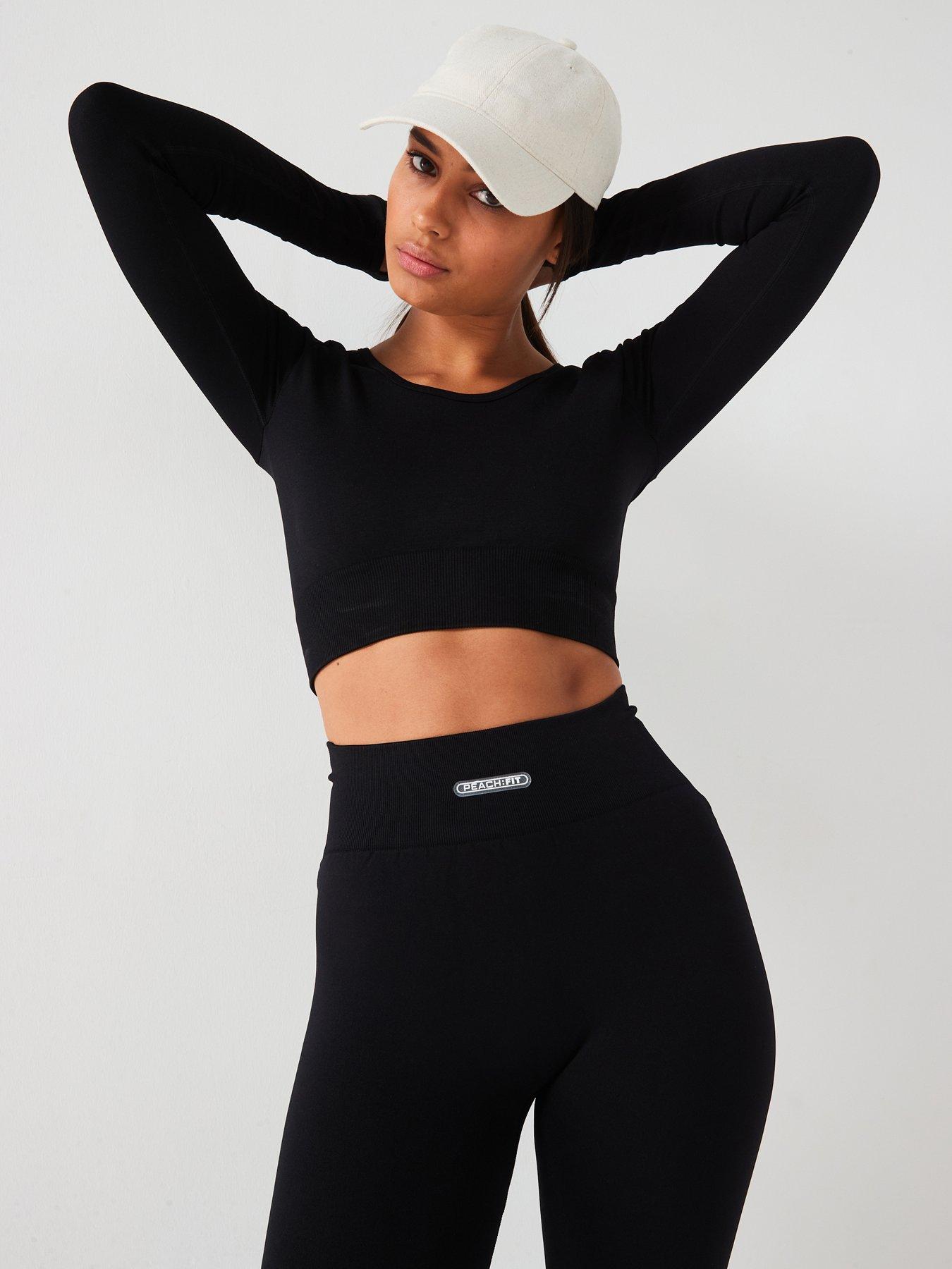 Peach Fit Womens Amber Seamless Long Sleeve Top - Black