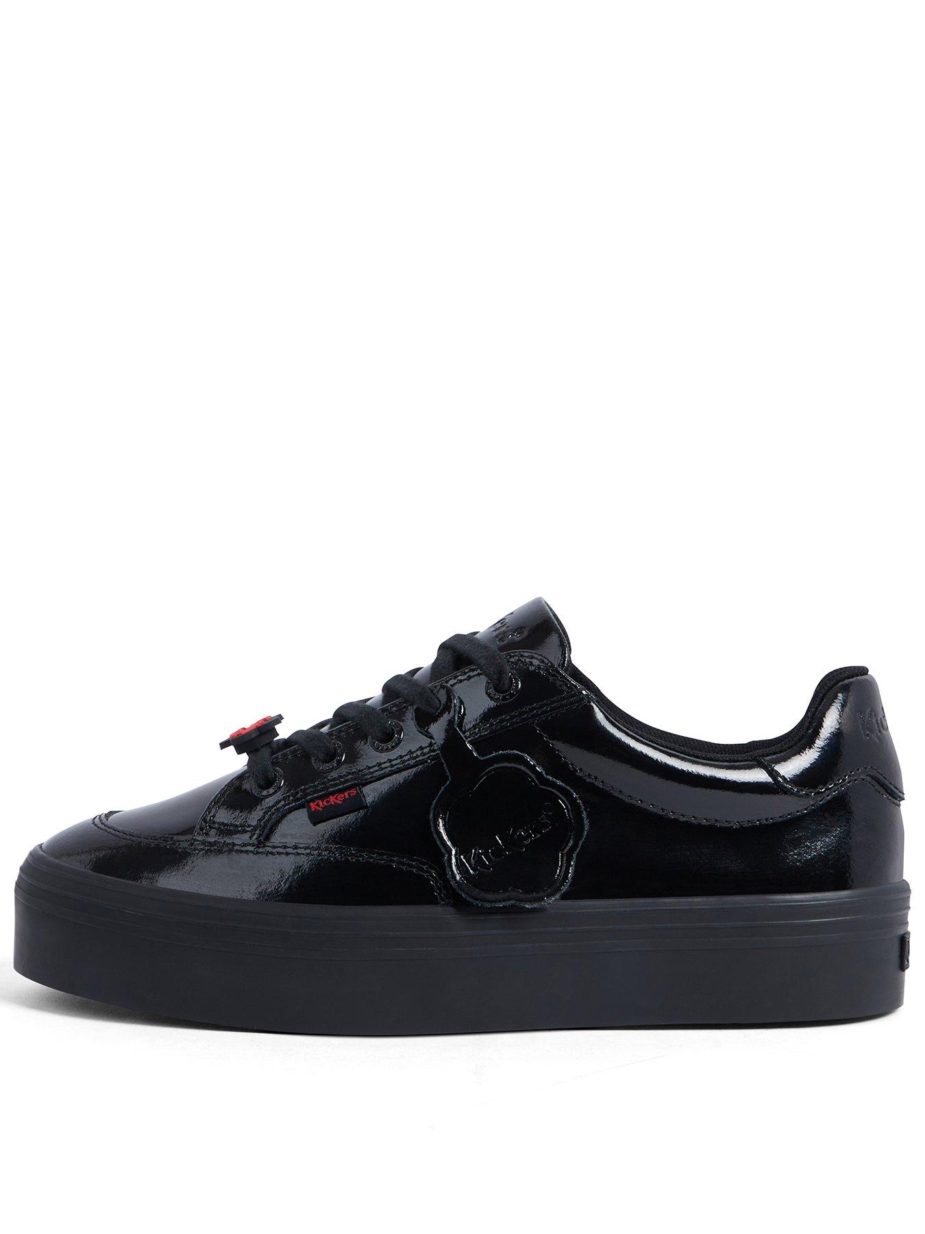 Kickers Girls Tovni Stack Hi Flower Patent Leather School Shoe Black Very Ireland