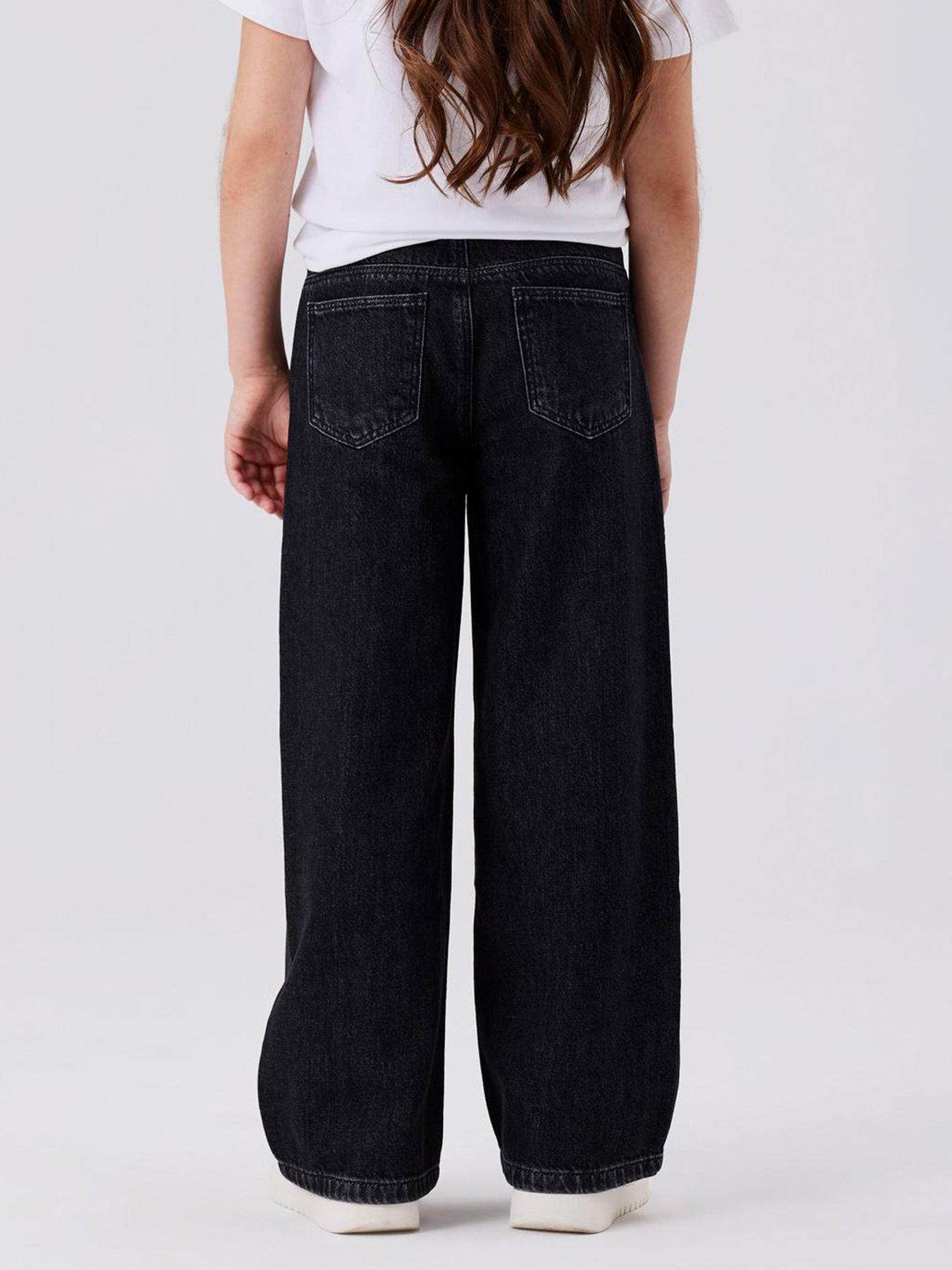 Image 2 of 5 of Name It Girls Rose Wide Leg Jeans - Dark Grey Denim