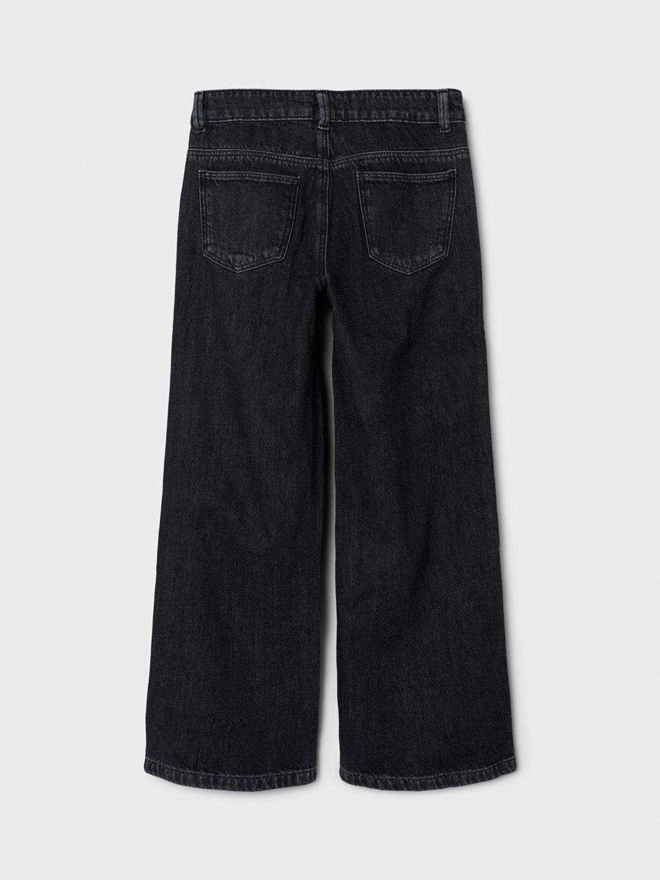 Image 5 of 5 of Name It Girls Rose Wide Leg Jeans - Dark Grey Denim