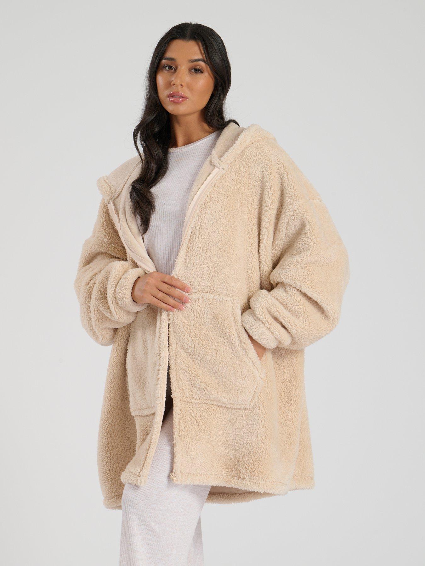 loungeable-loungeable-sherpa-zip-through-snuggle-hoodie-creamback