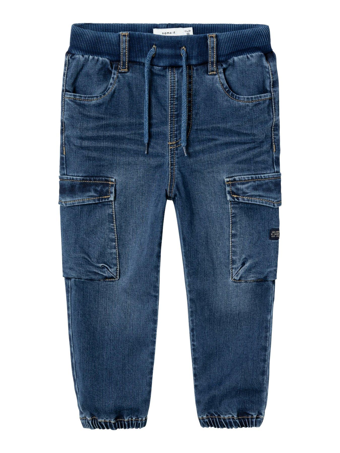 name-it-mini-boys-elasticated-waist-cargo-jeans-dark-blue-denimstillFront