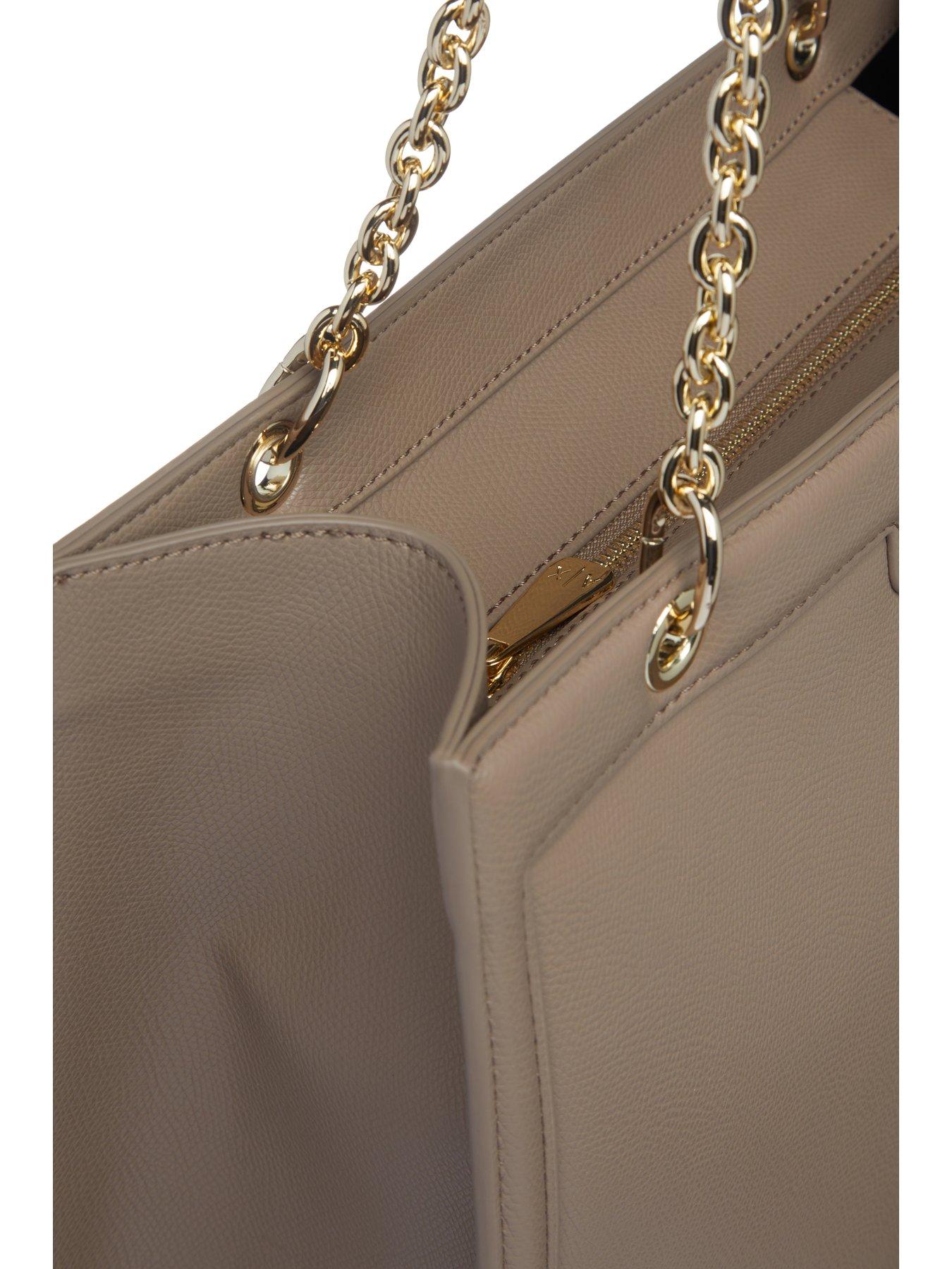 armani-exchange-chain-strap-tote-beigestillFront