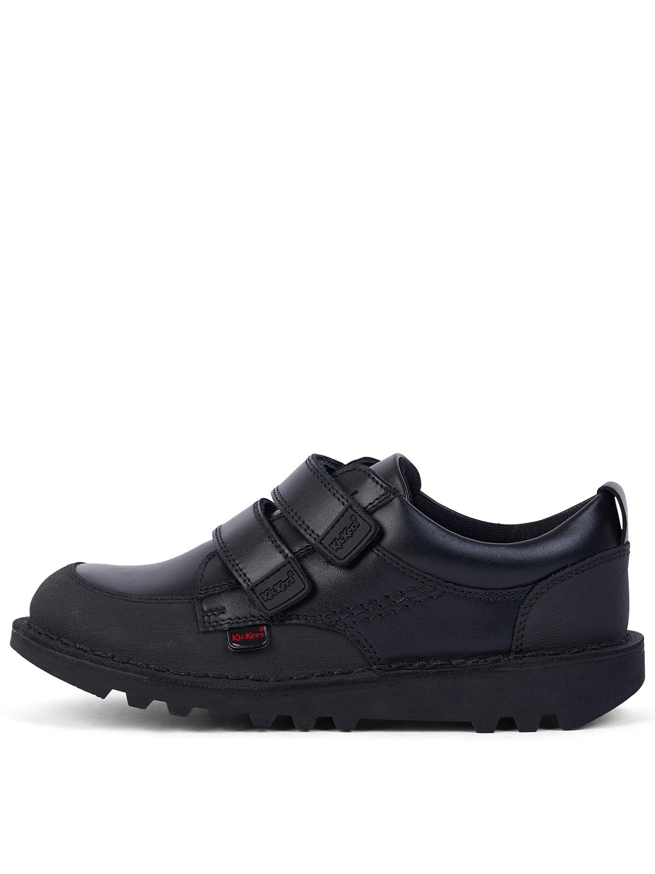 Kickers Boys Kick Scuff Twin Leather School Shoe - Black