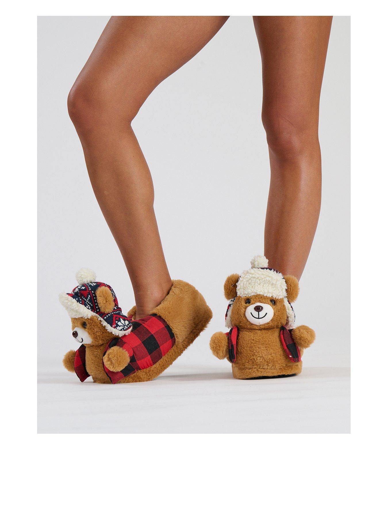 loungeable-trucker-teddy-bear-novelty-slipper-brown