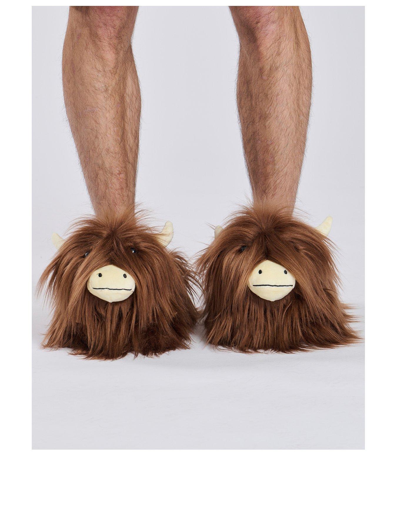 loungeable-long-hair-highland-cow-slipper-brownstillFront