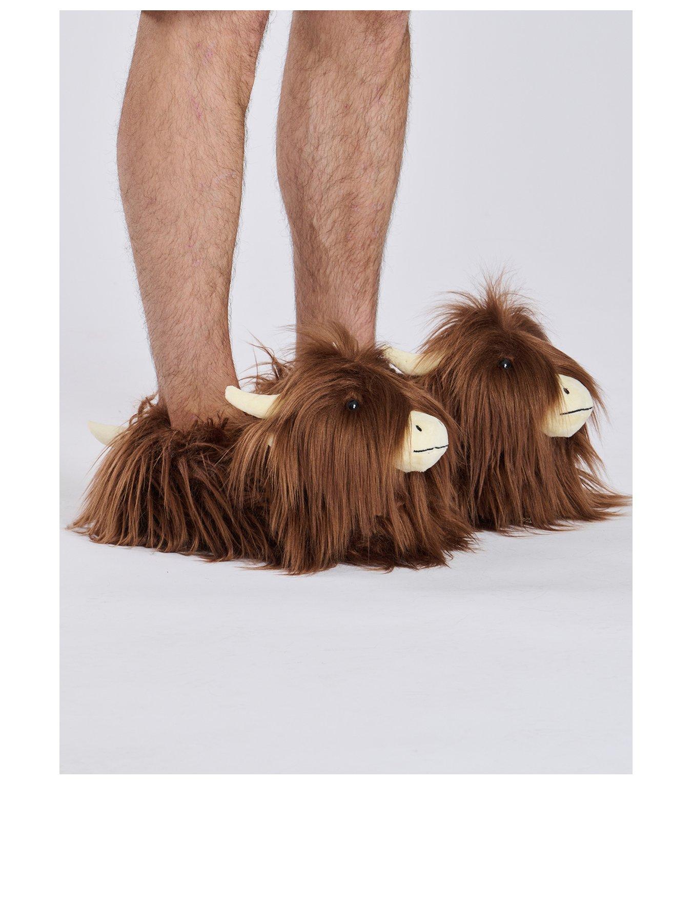 loungeable-long-hair-highland-cow-slipper-brownback