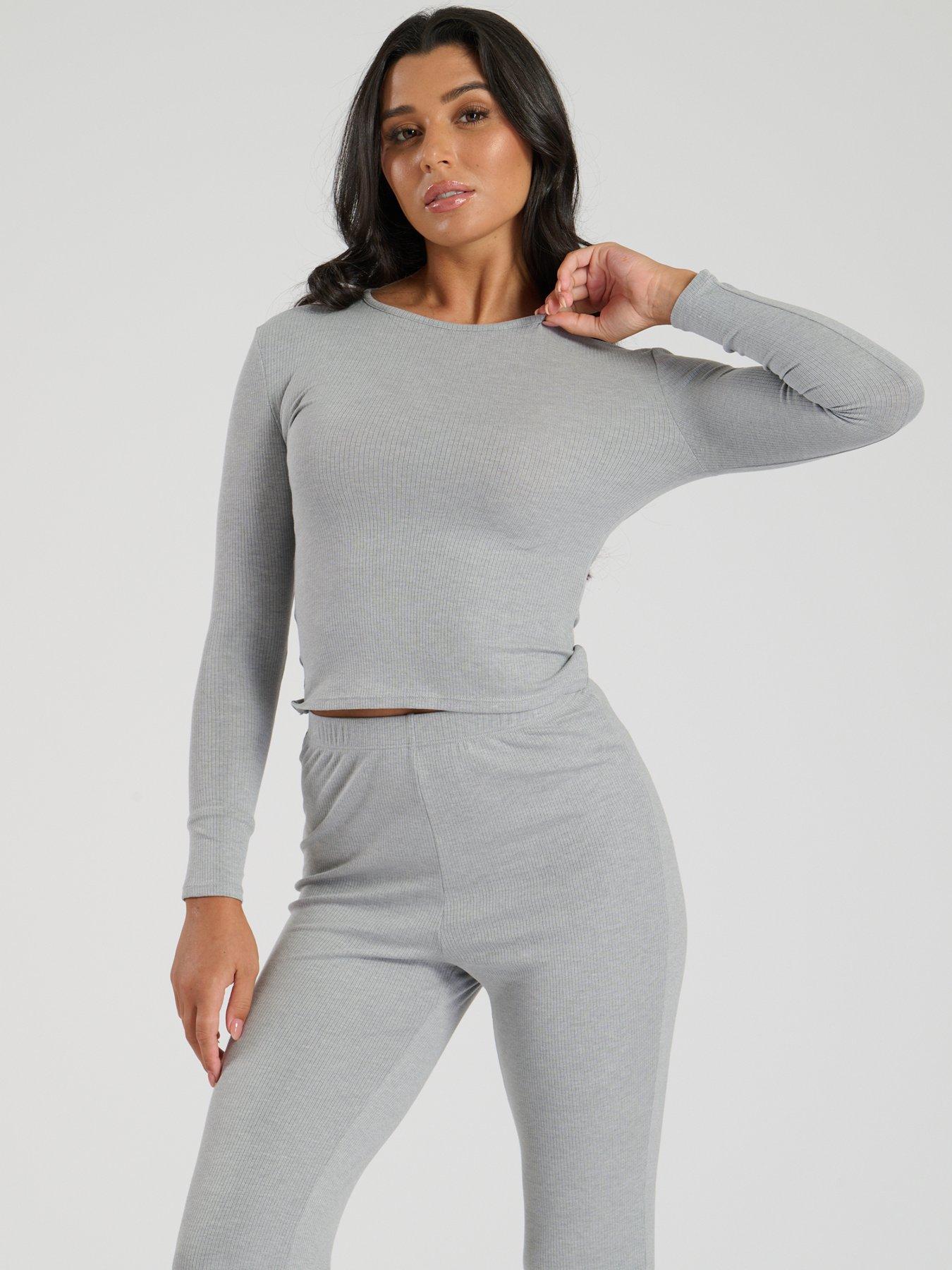 loungeable-loungeable-long-sleeve-top-amp-flared-legging-lounge-set-greysilverfront