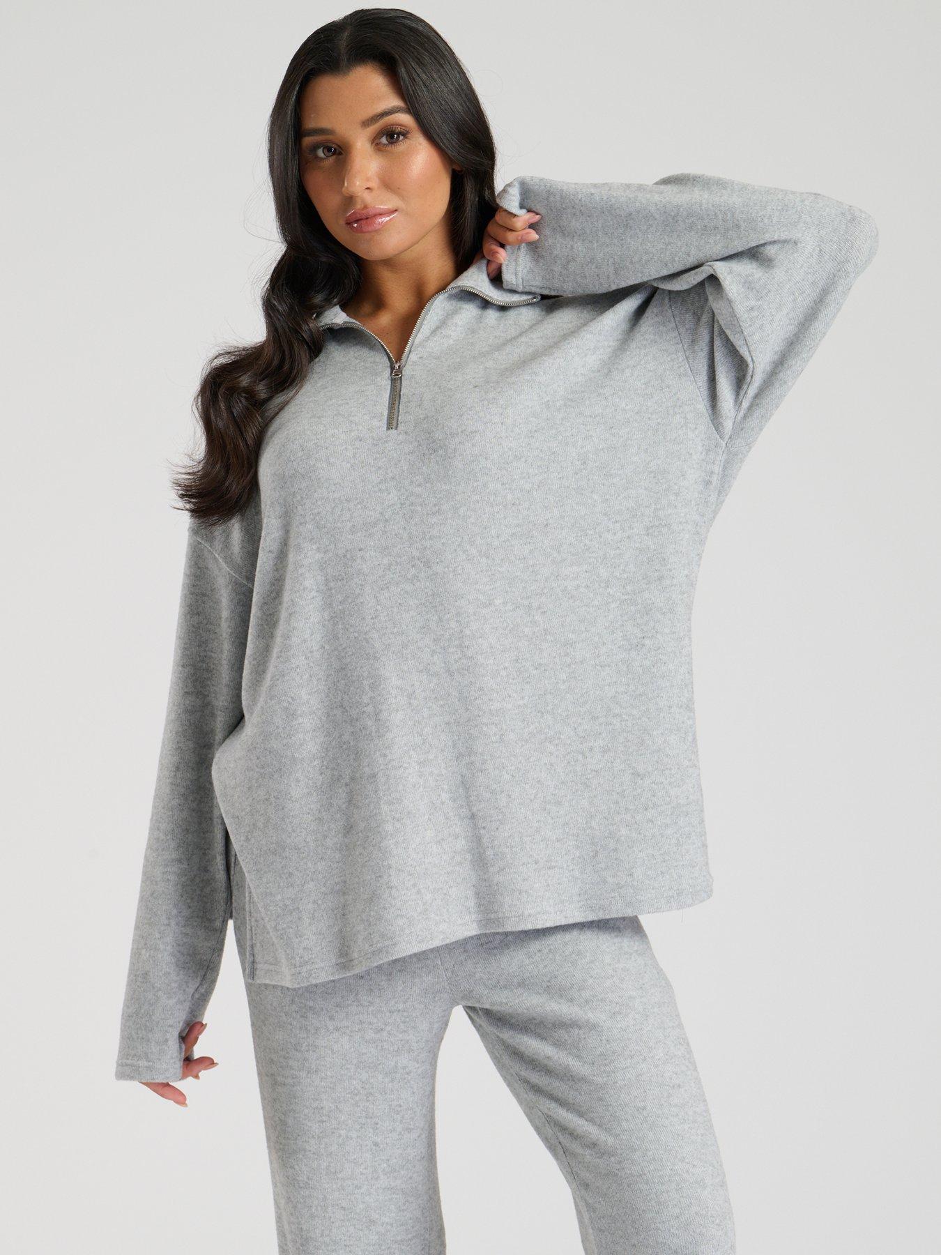 loungeable-loungeable-soft-knit-14-zip-top-greysilverback